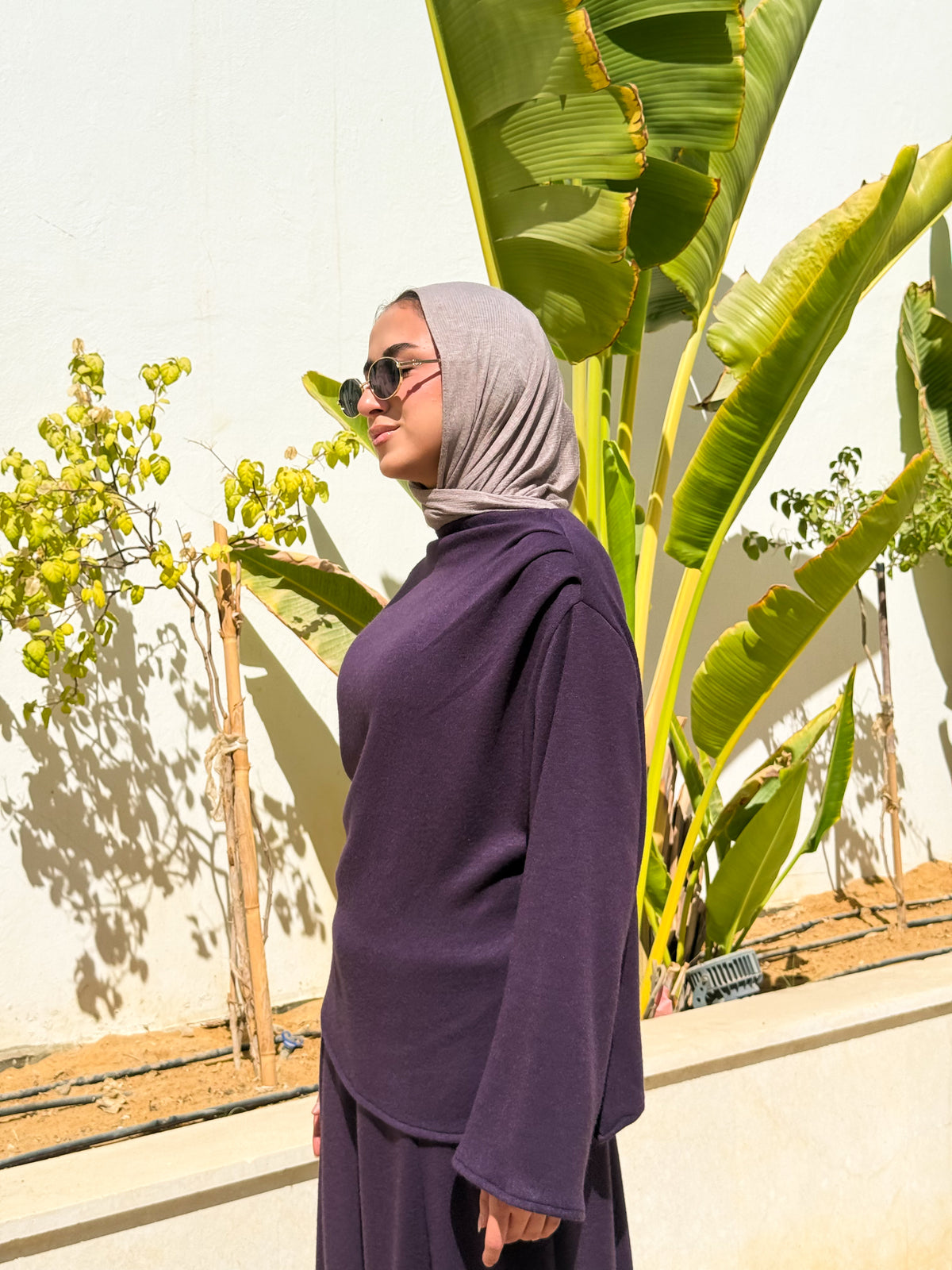 Knitted Asymmetric blouse- Purple