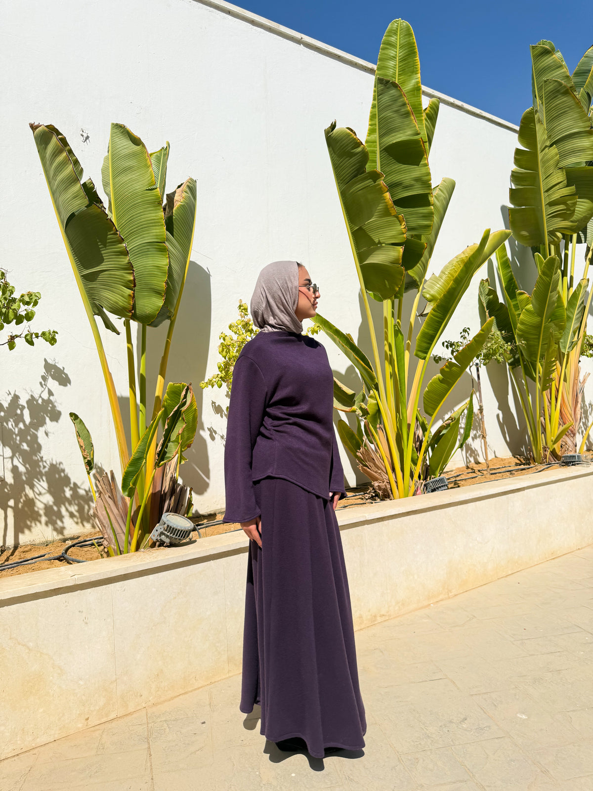 Knitted Panels Skirt -Purple