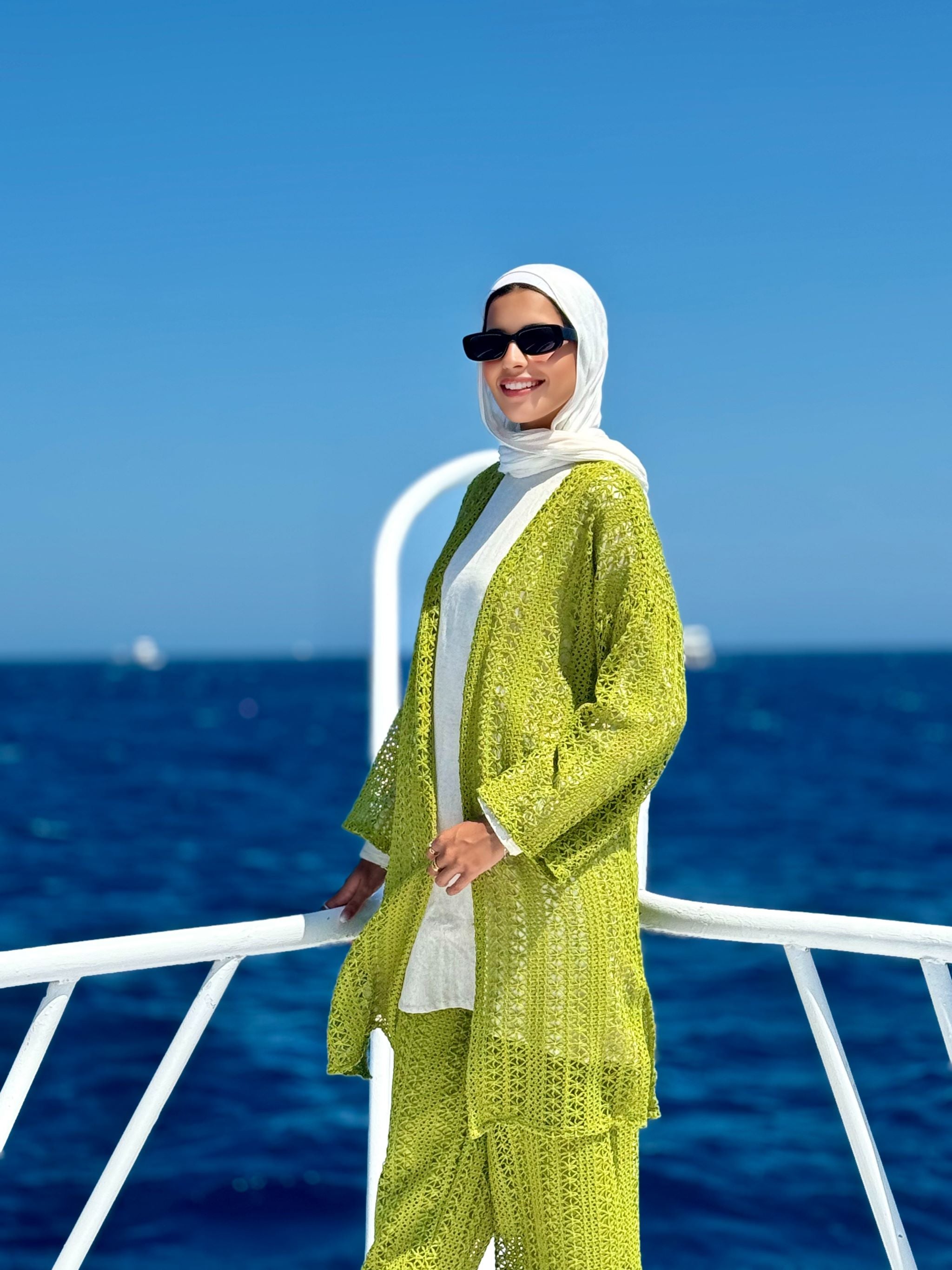 Basic Crochet Cardigan-Lime