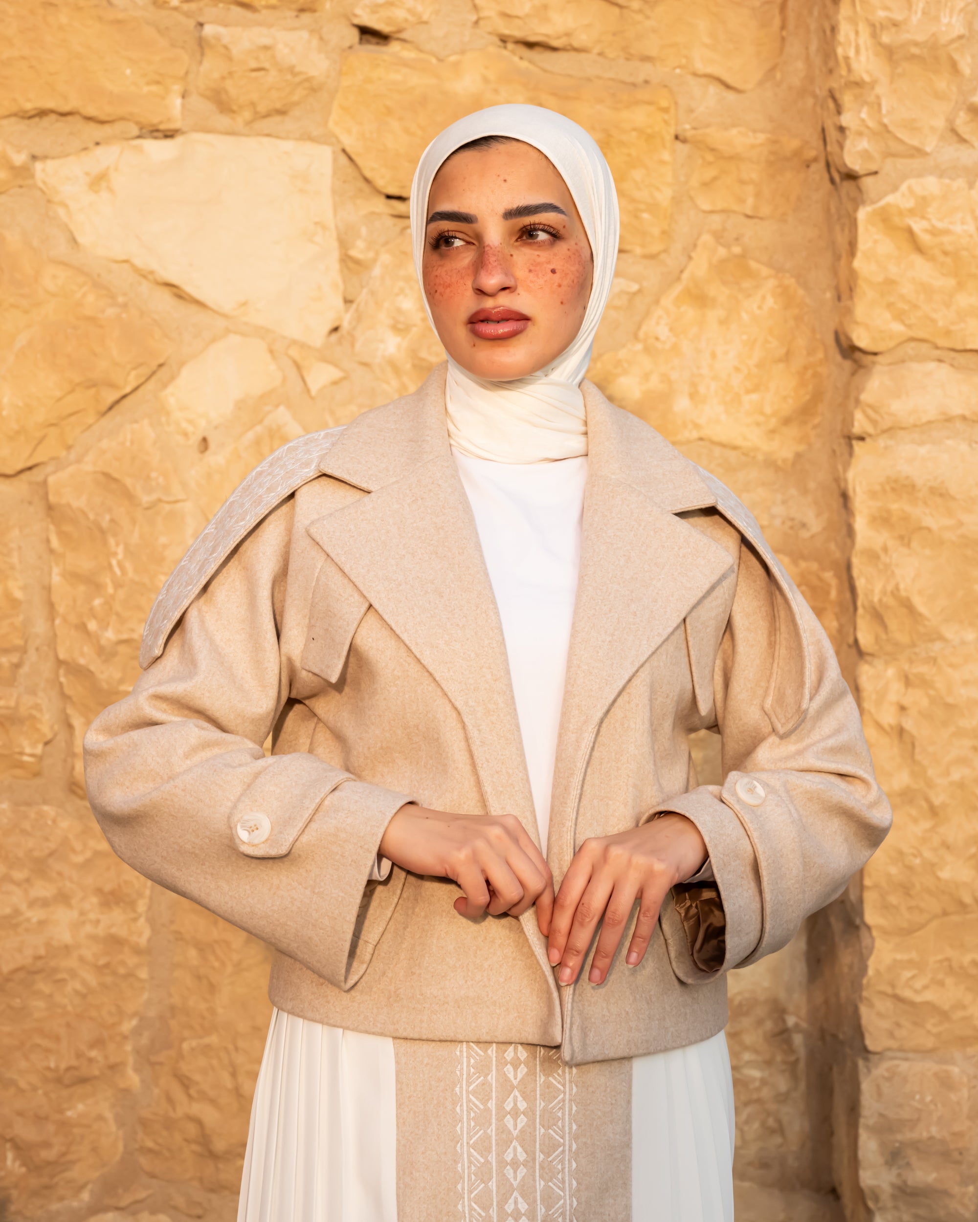 Felt Blazer-Beige