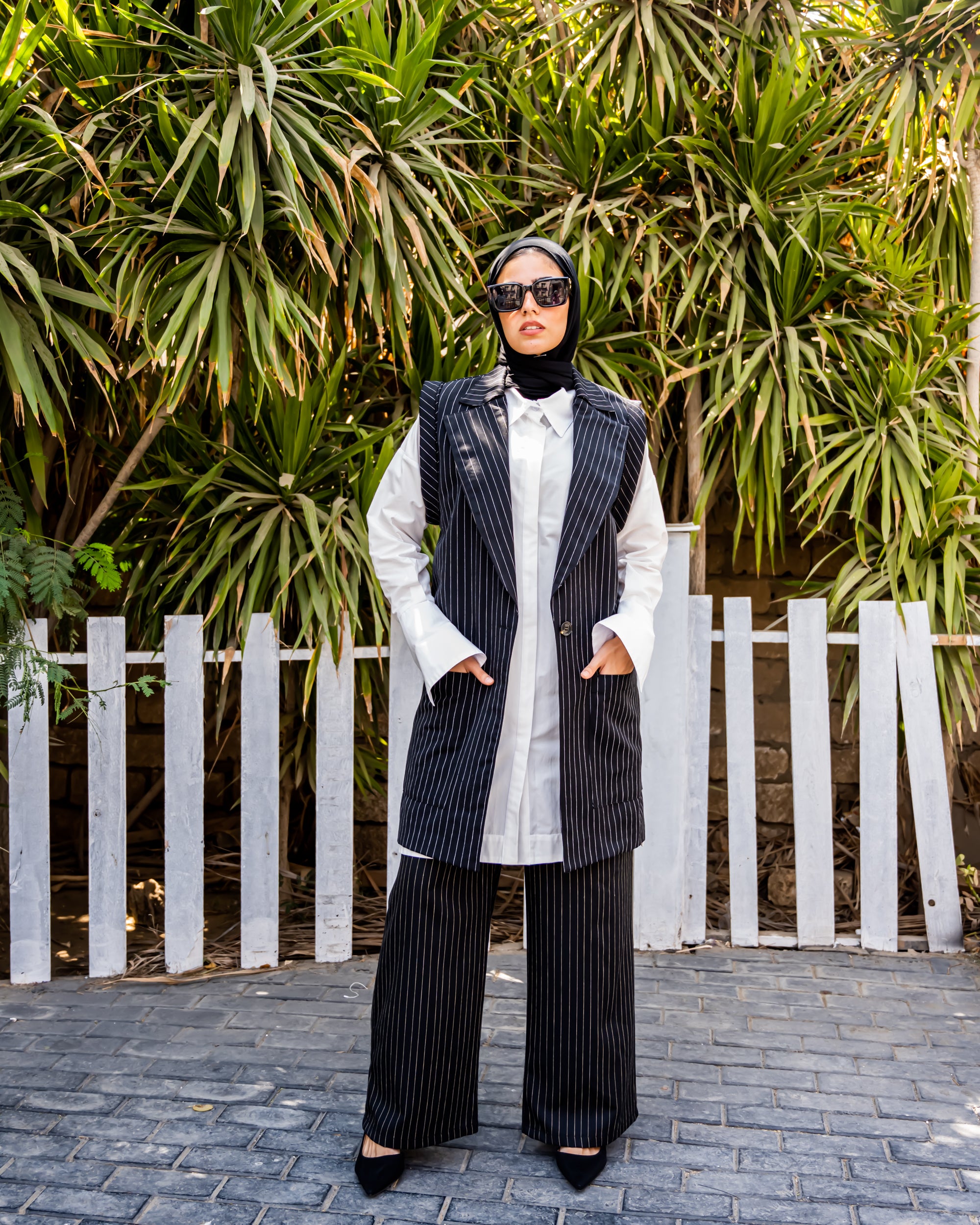 Striped Blazer - Black