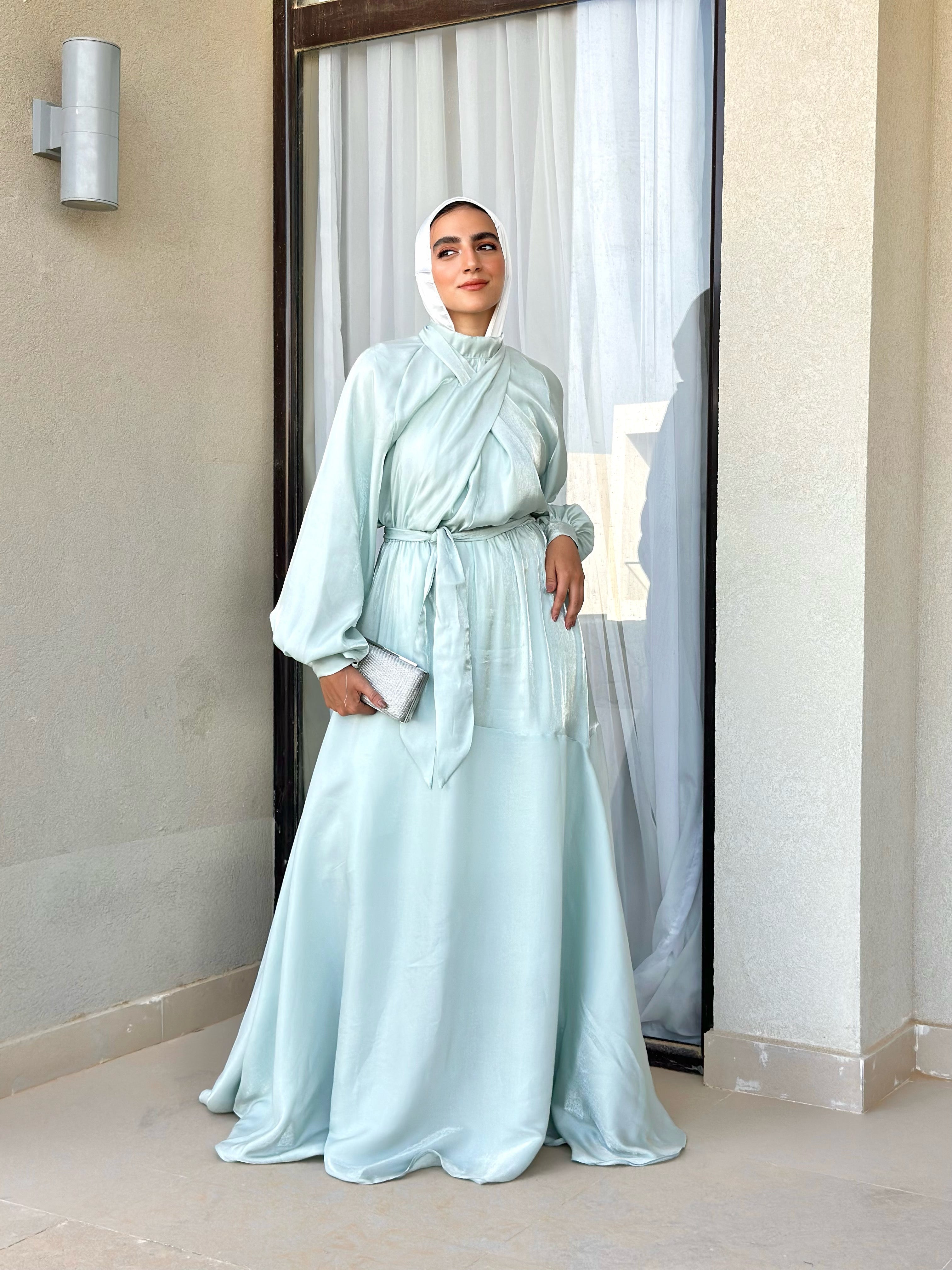 Tie-Neck Dress-Mint (available only at stores)