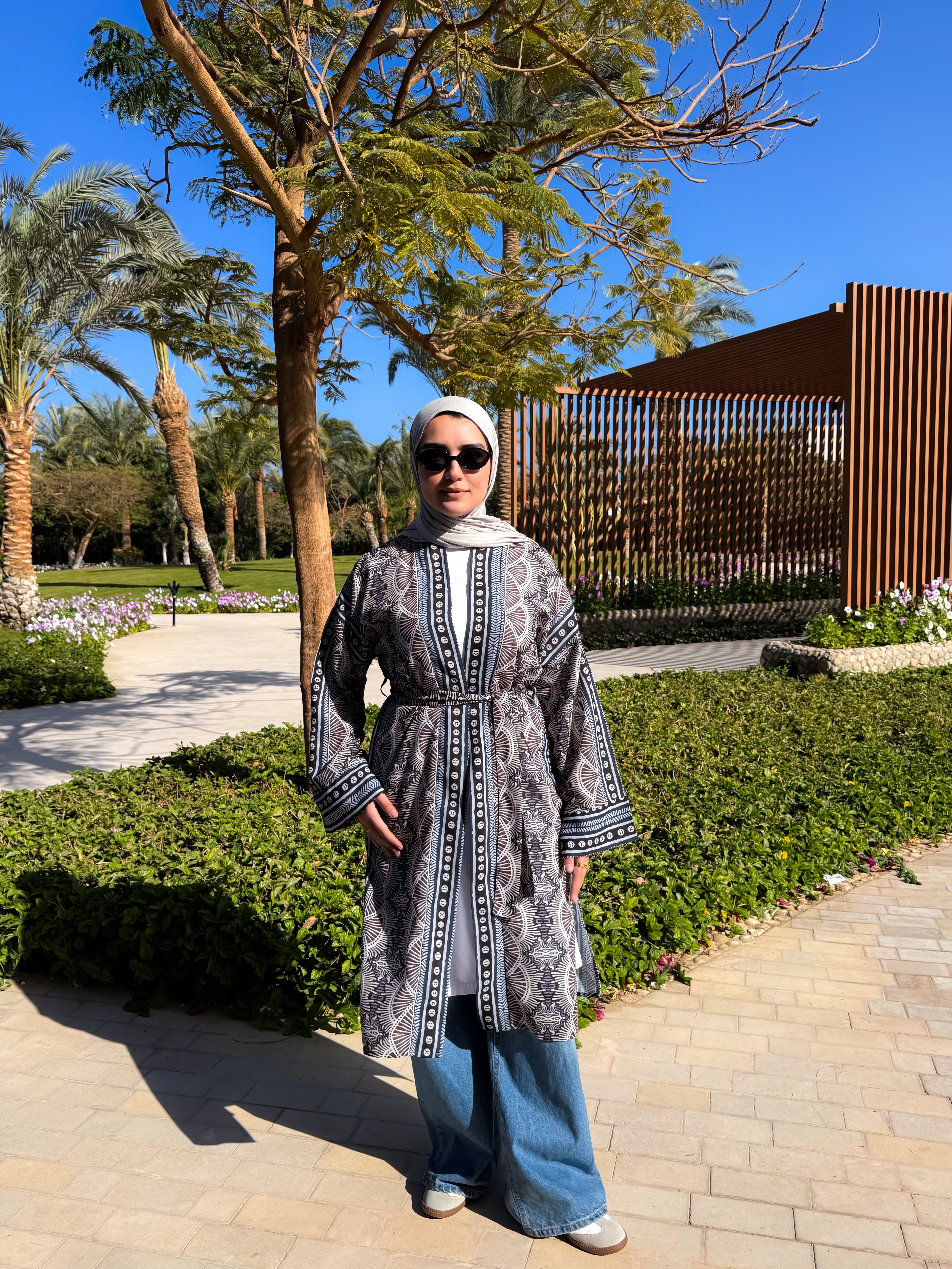 Patterned Cardigan-Brown