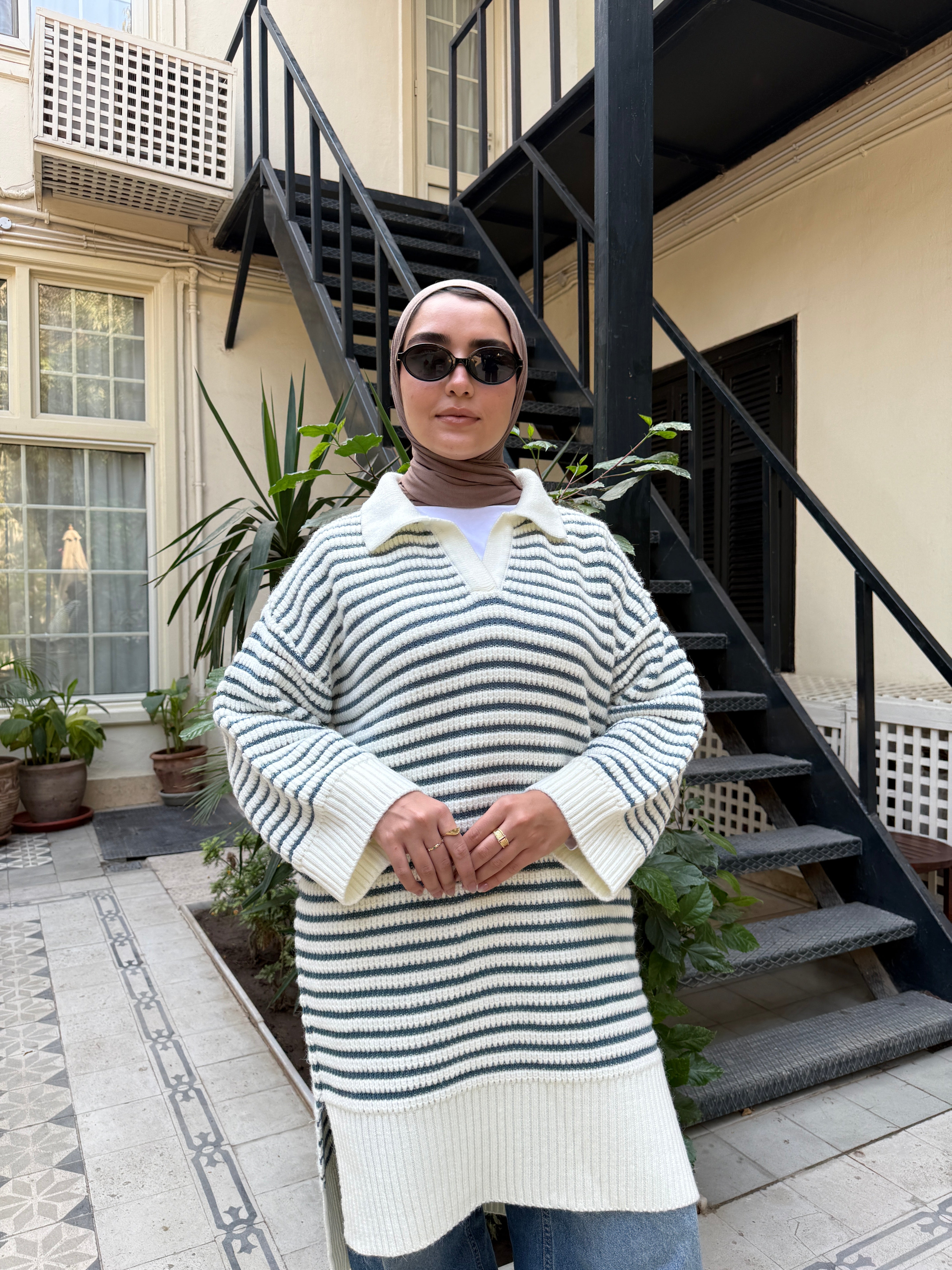 Striped Oversize Pullover - Mint