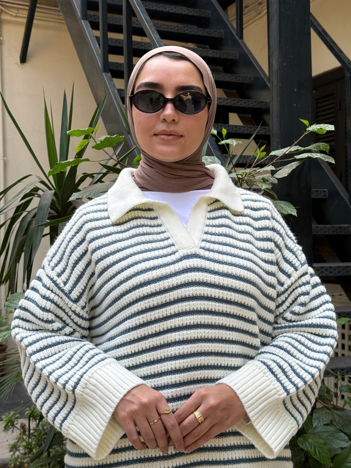 Striped Oversize Pullover - Mint