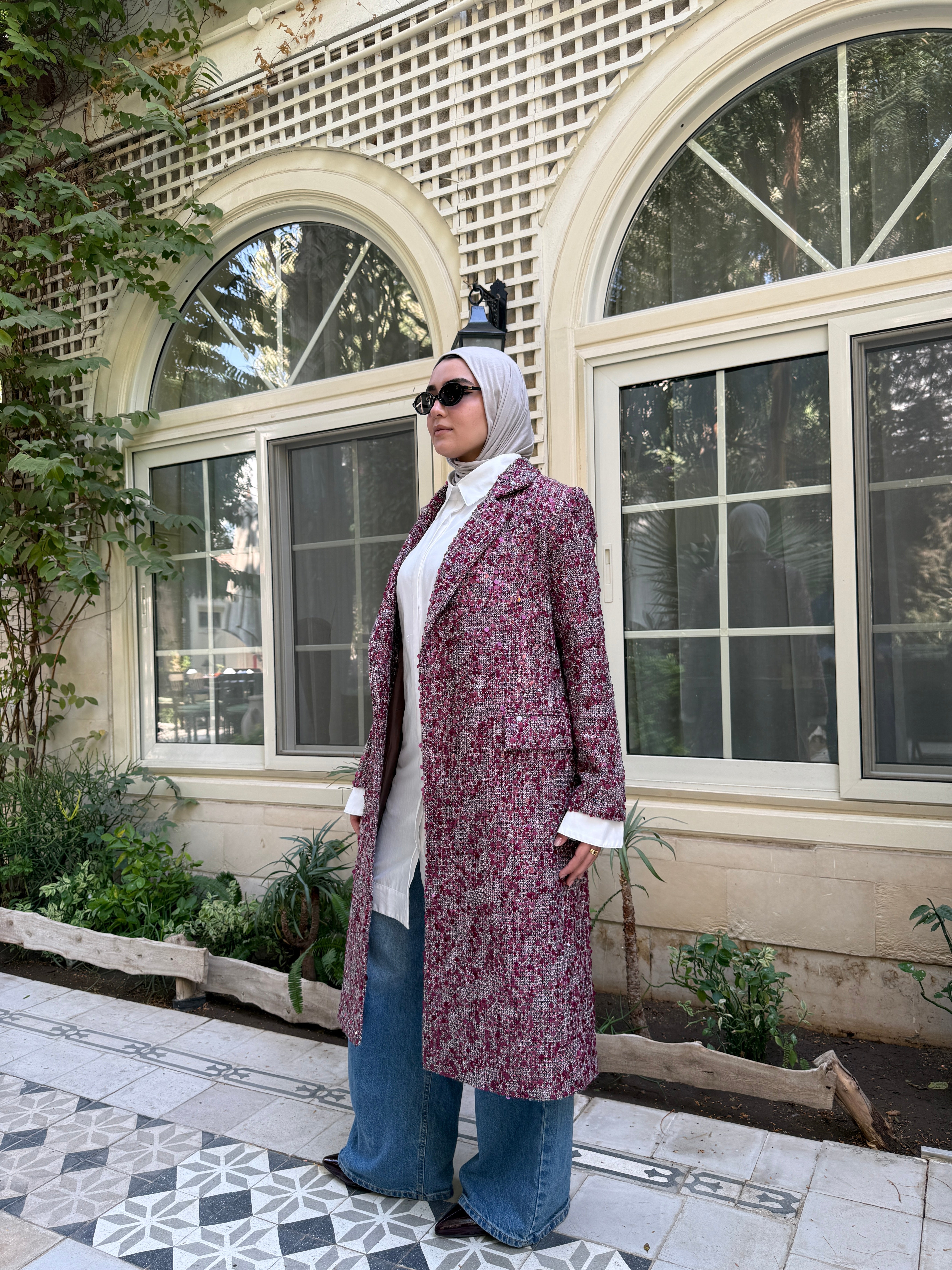 Sequins Coat - Fuchsia