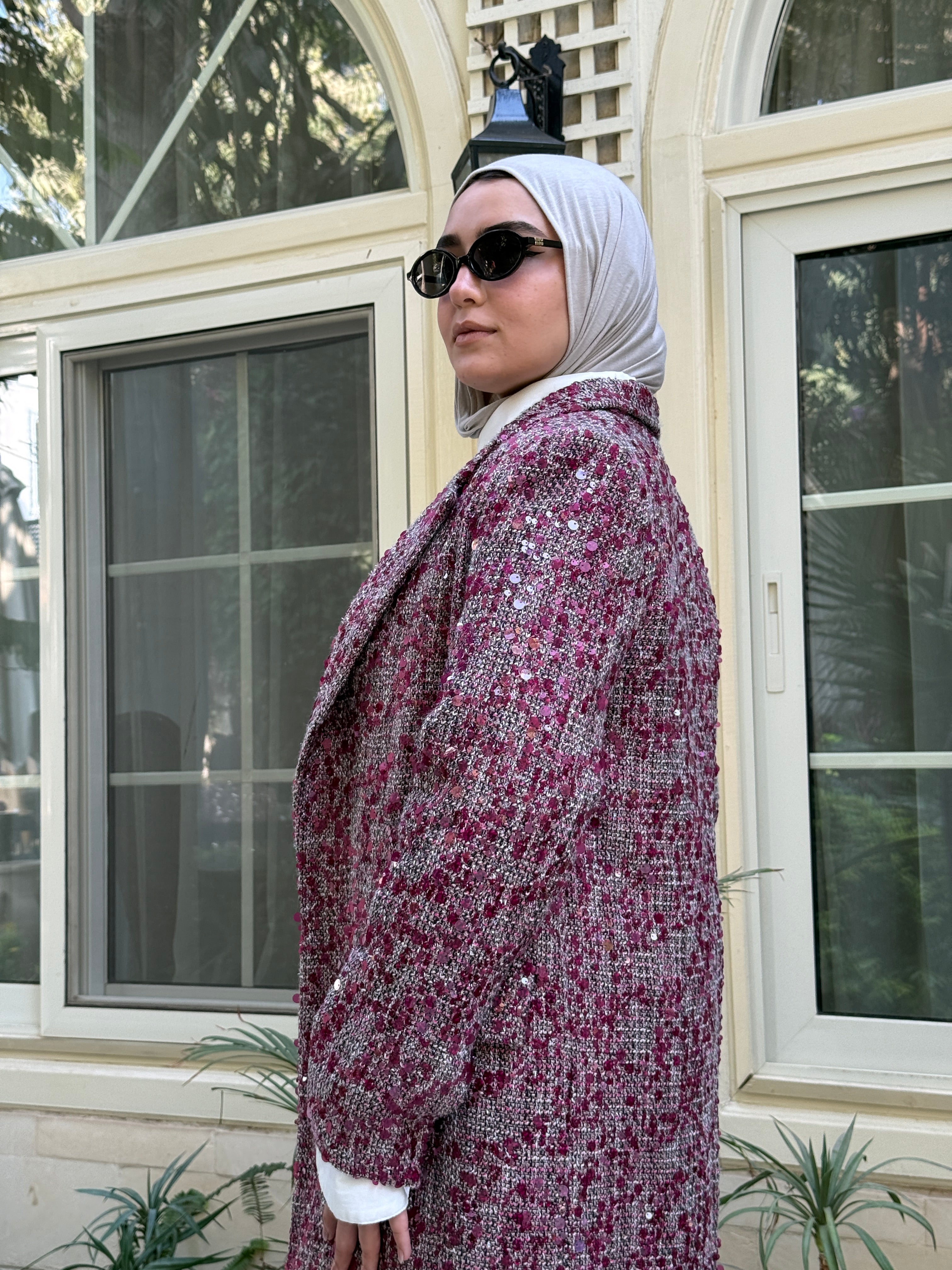 Sequins Coat - Fuchsia