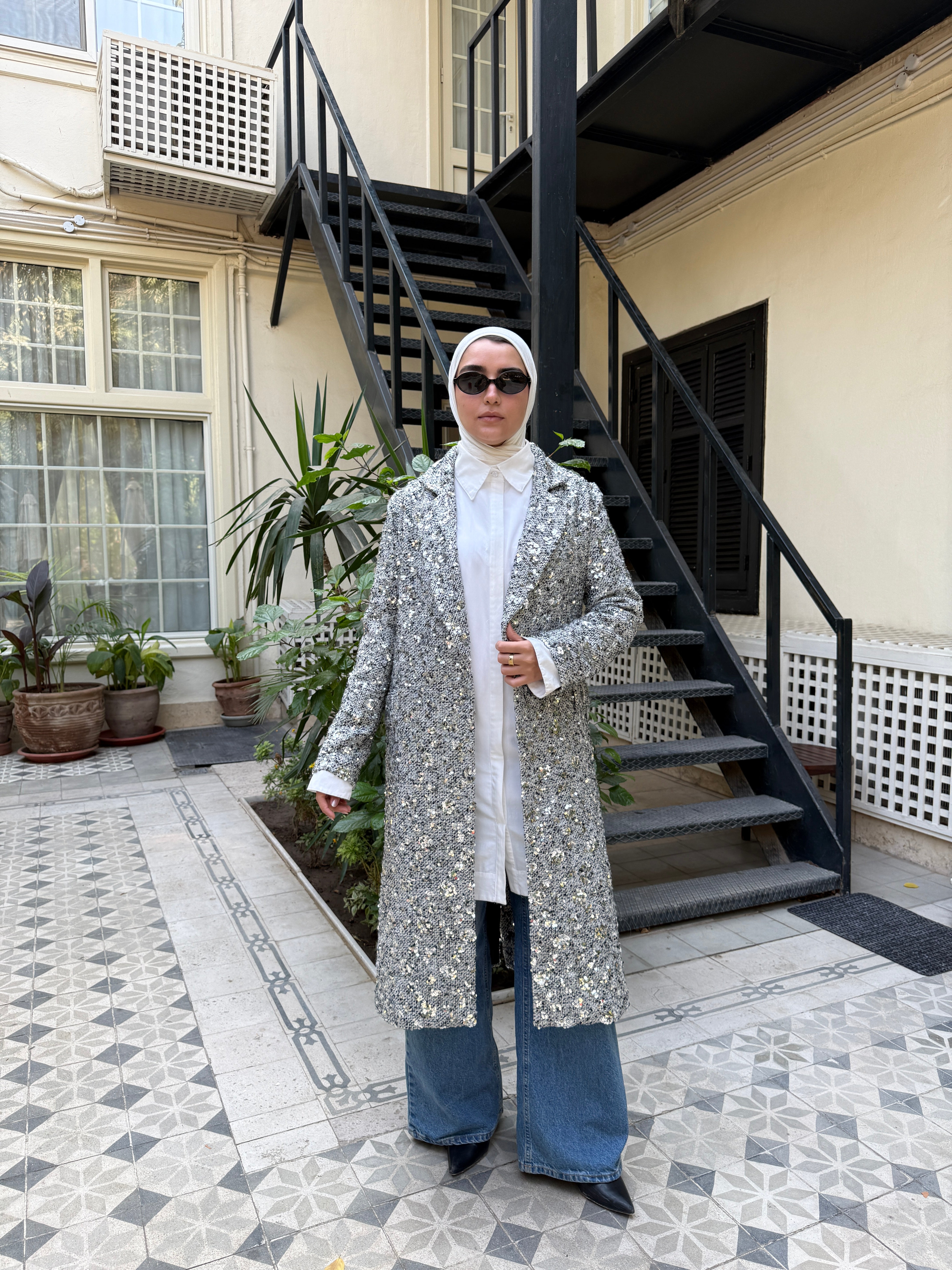 Sequins Coat - Silver