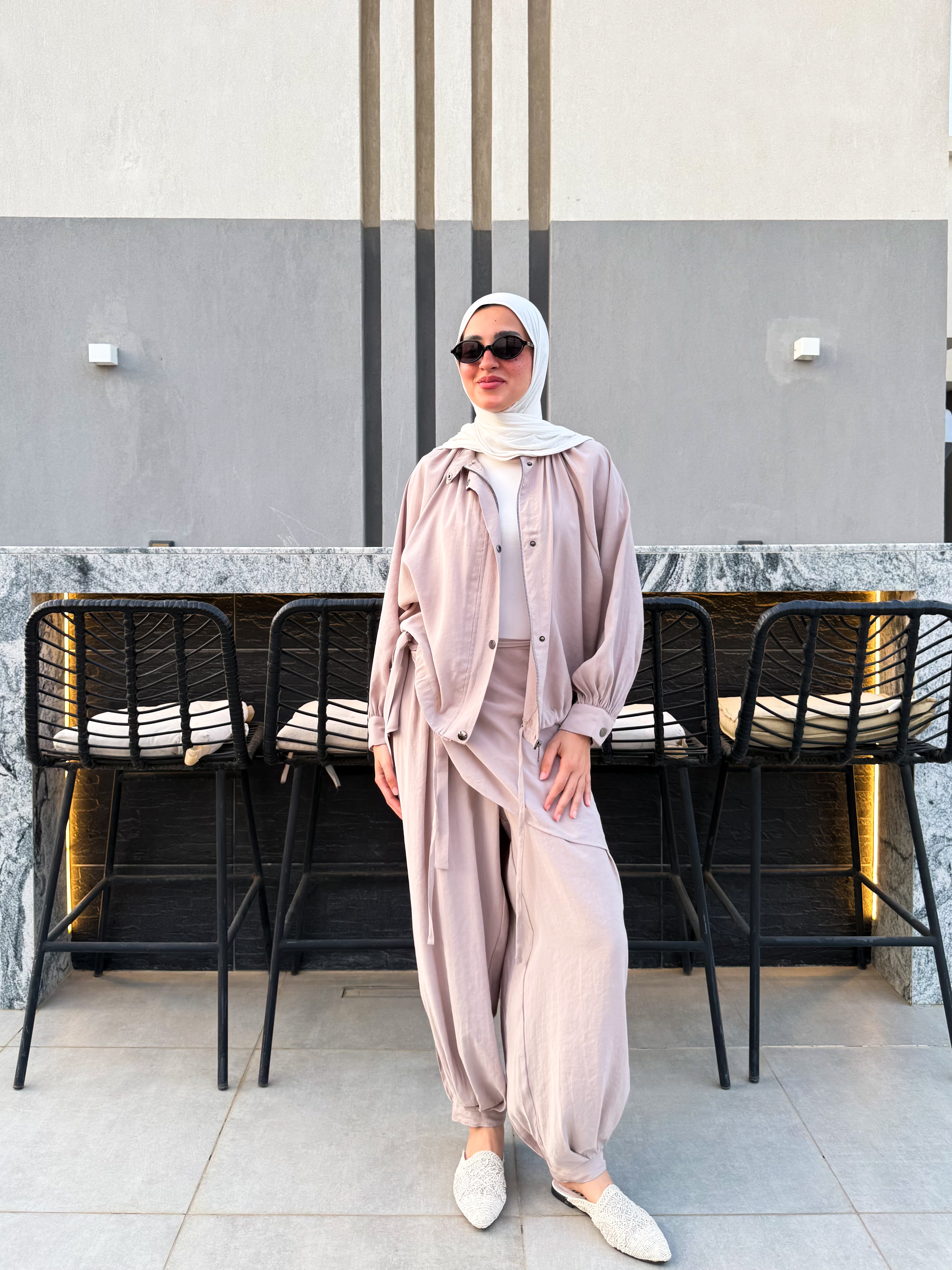 Balloon Pants With Extension -Beige