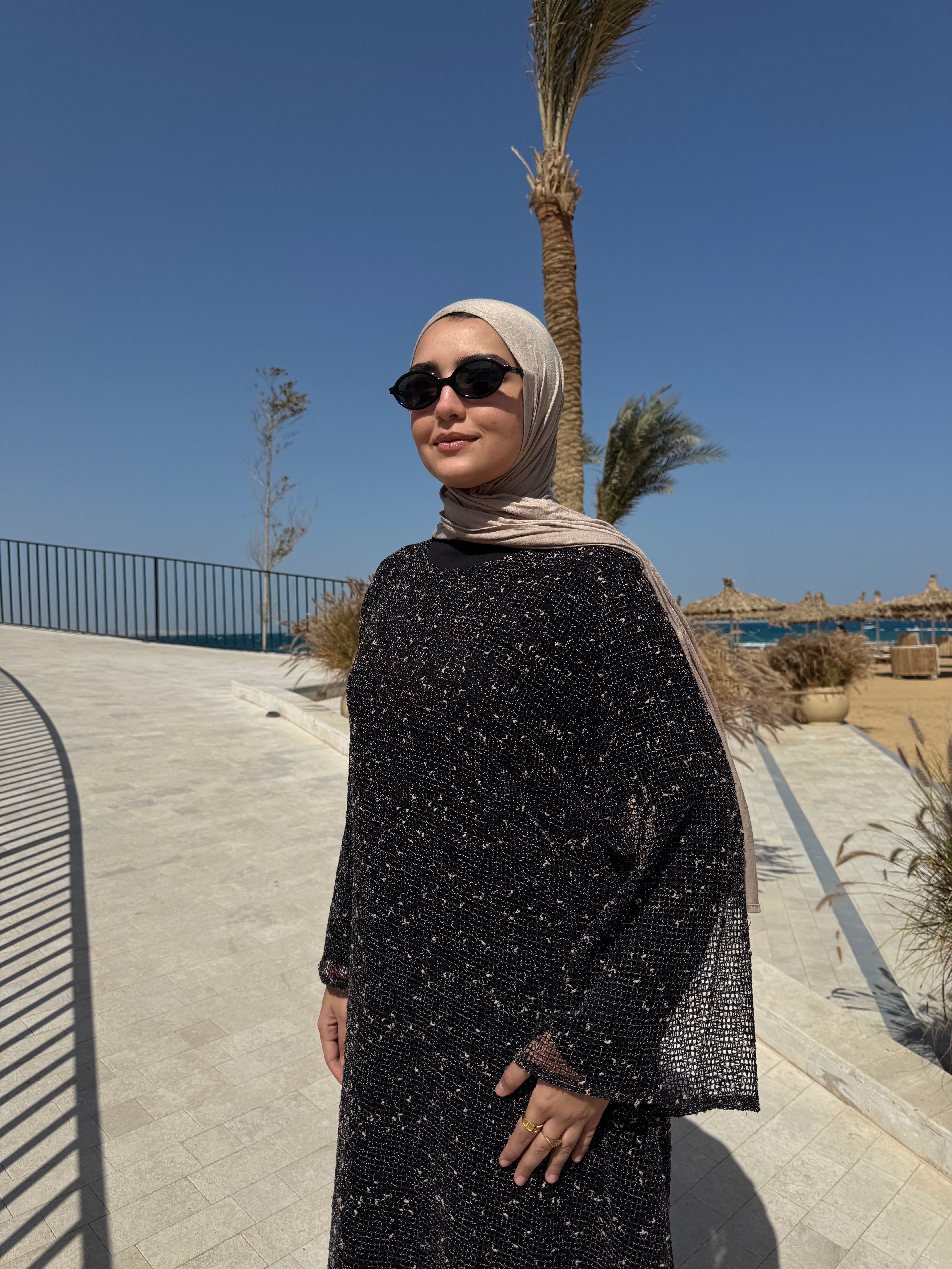 Mesh Beach Dress-Black