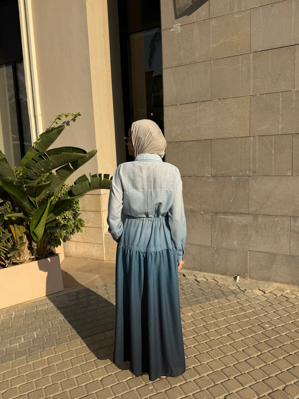 Gradient Embroidery Dress - Blue