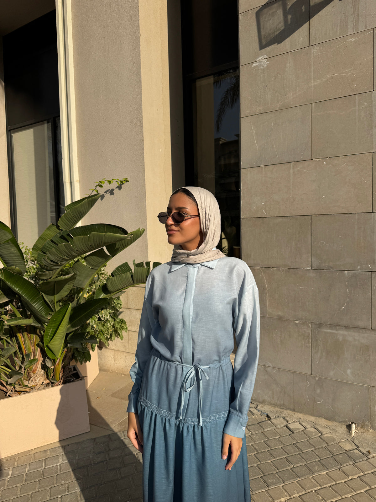 Gradient Embroidery Dress - Blue