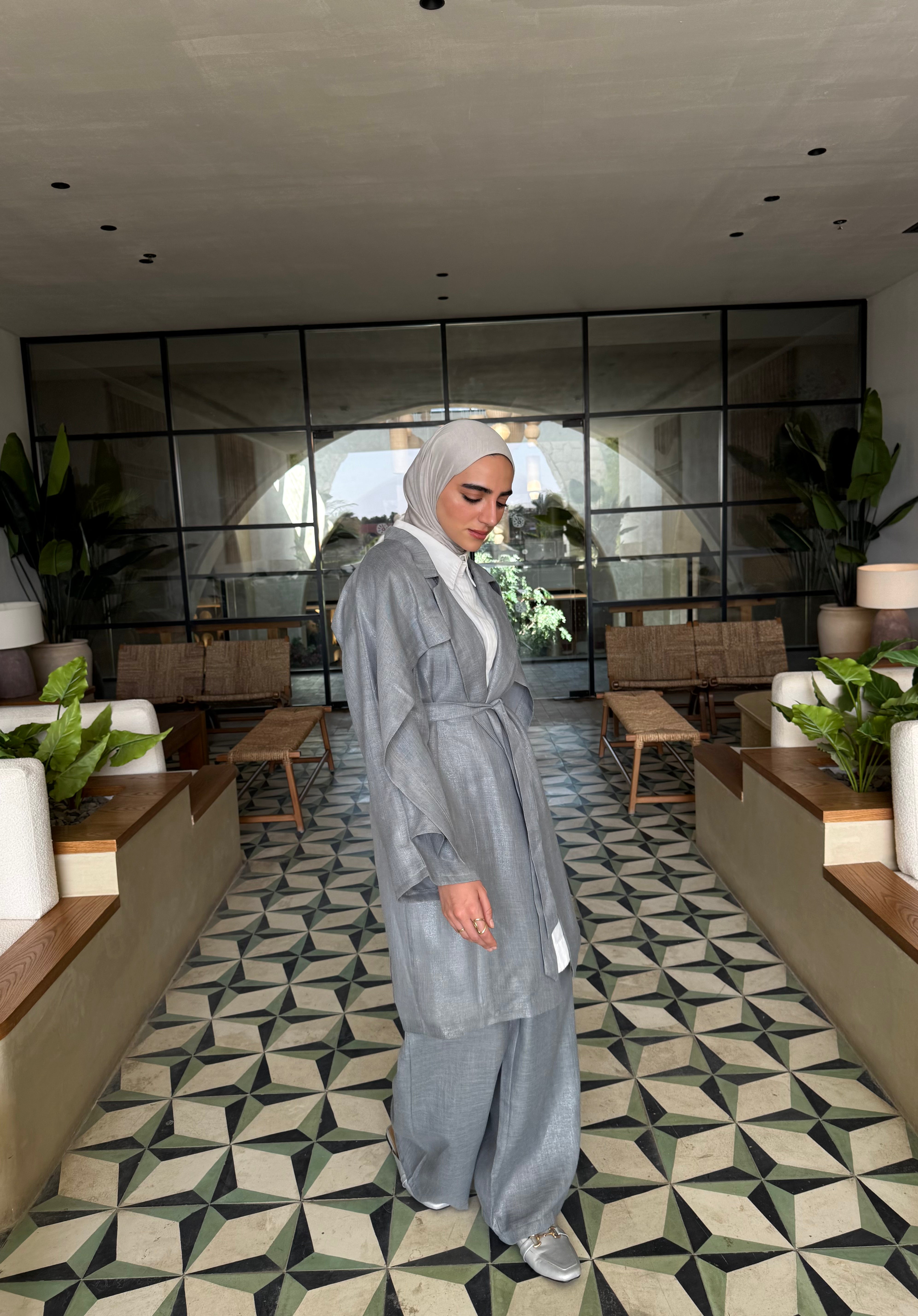 Metallic Pants-Grey