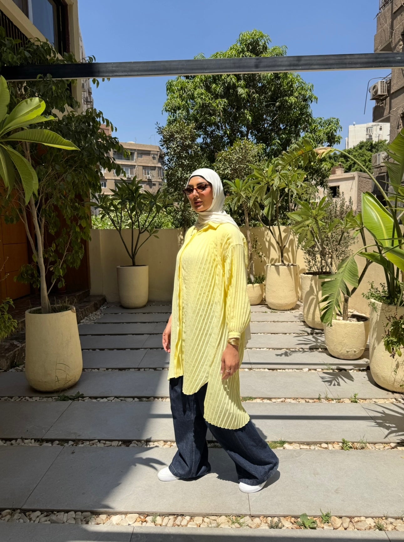 Pleated Linen Blouse -Yellow