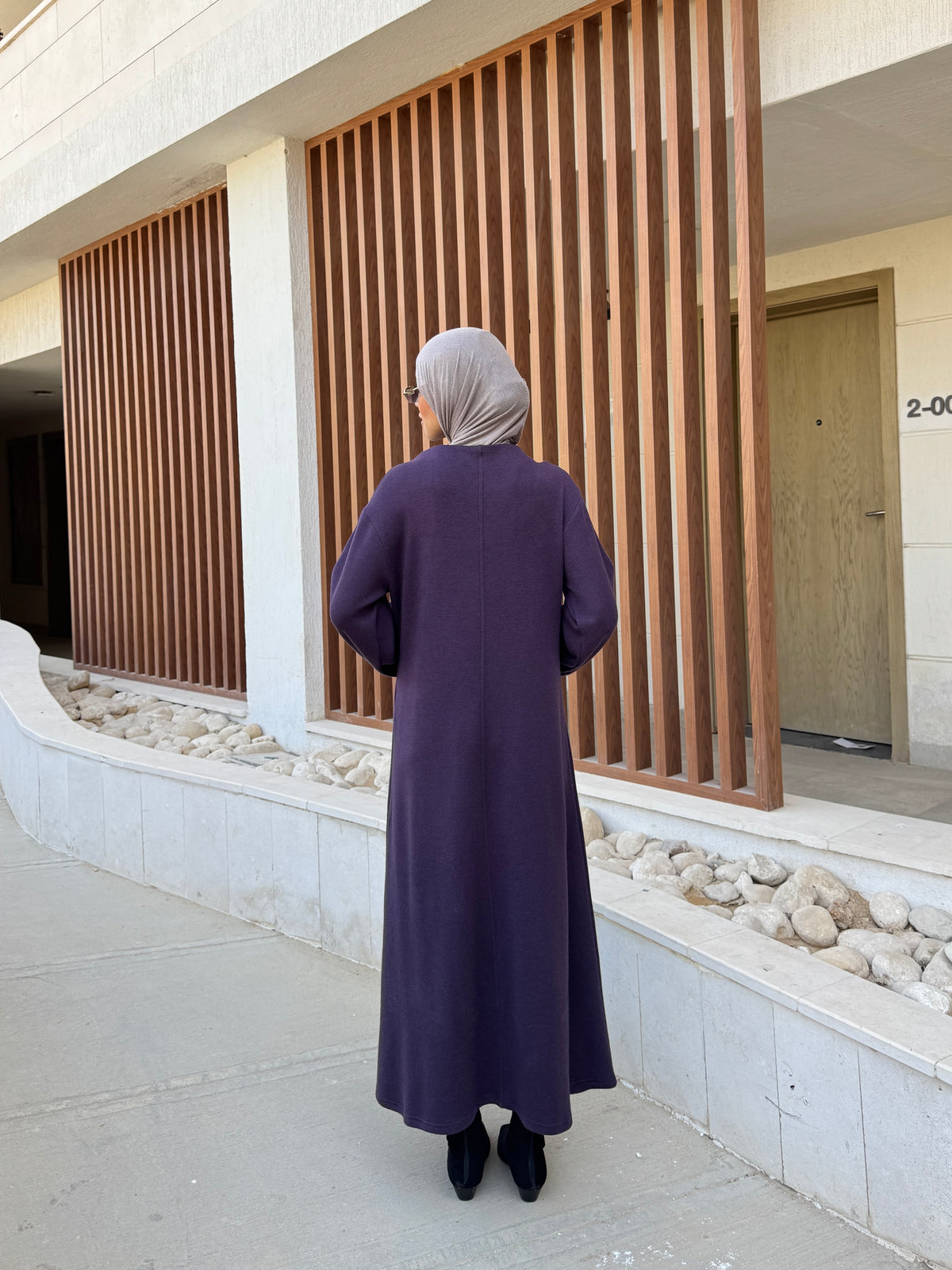 Seam Detail Wool Dress - Purple