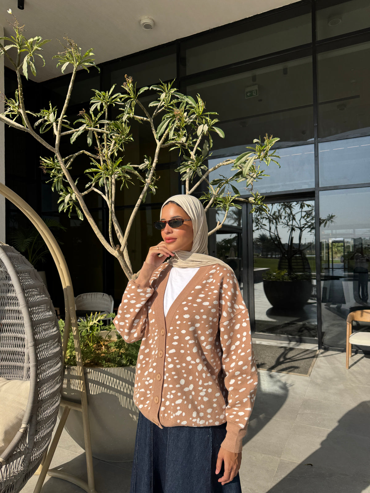Printed Knit Cardigan - Deer