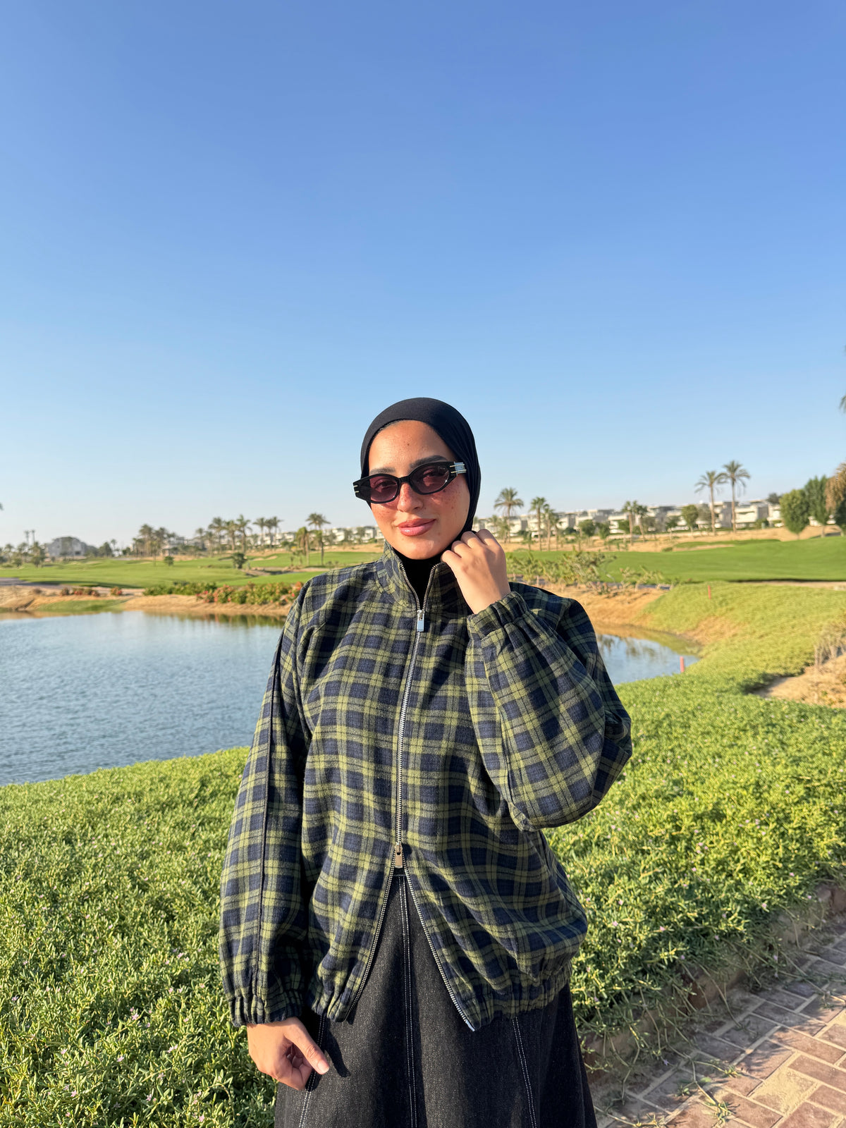Bomber Checked Jacket - Green