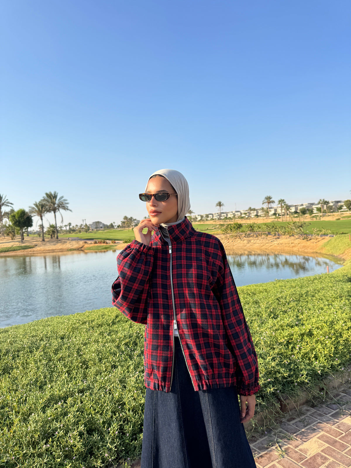 Bomber Checked Jacket - Red