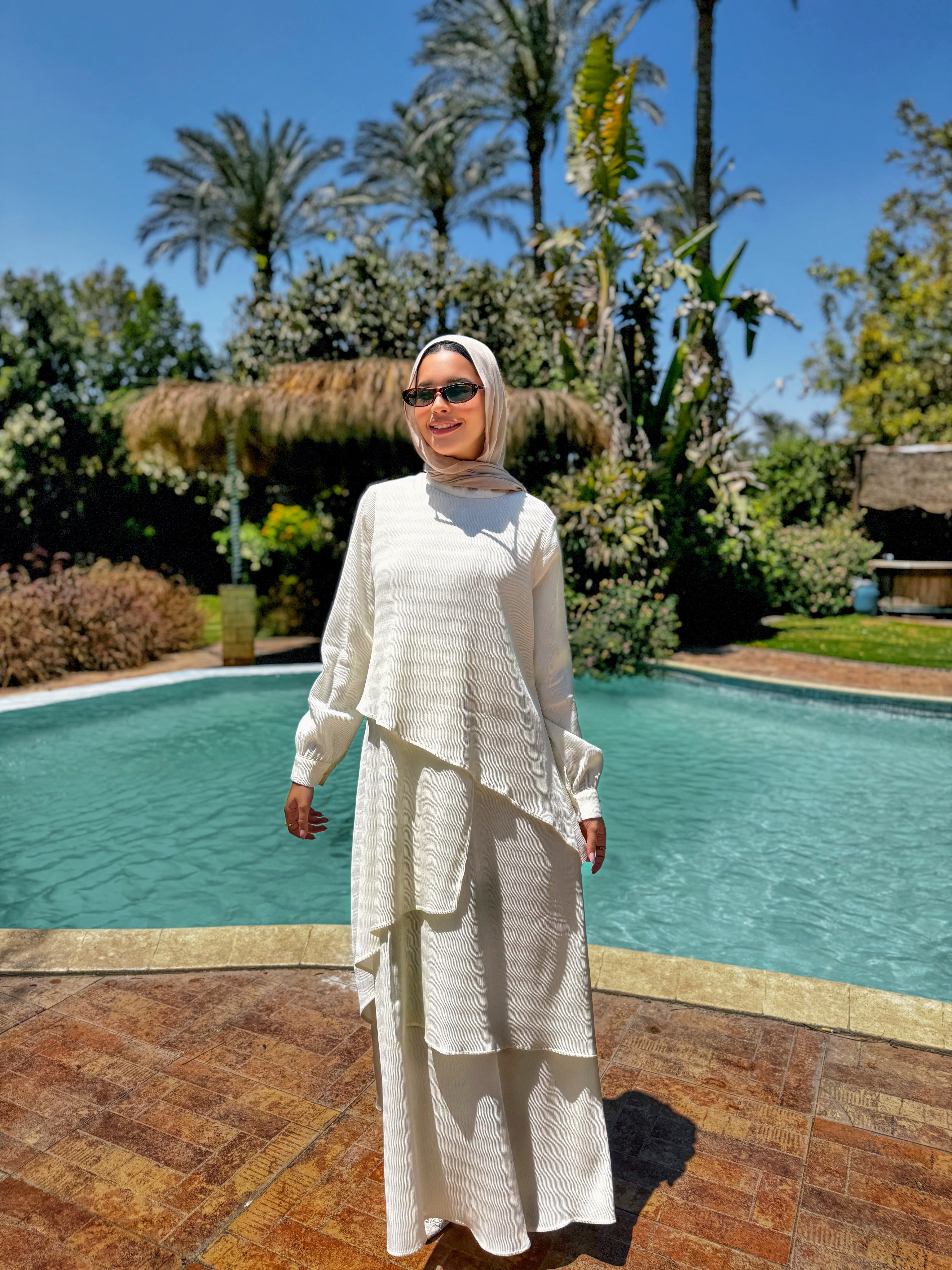 Accordion Layers Dress - White