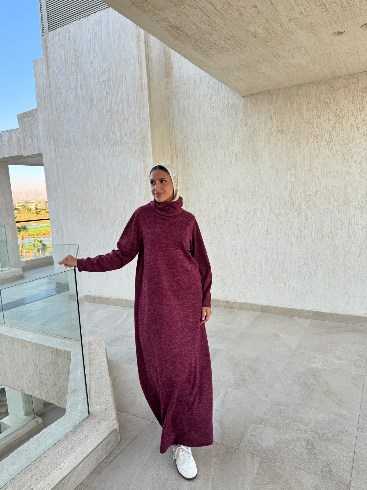 Basic Wool Dress - Maroon