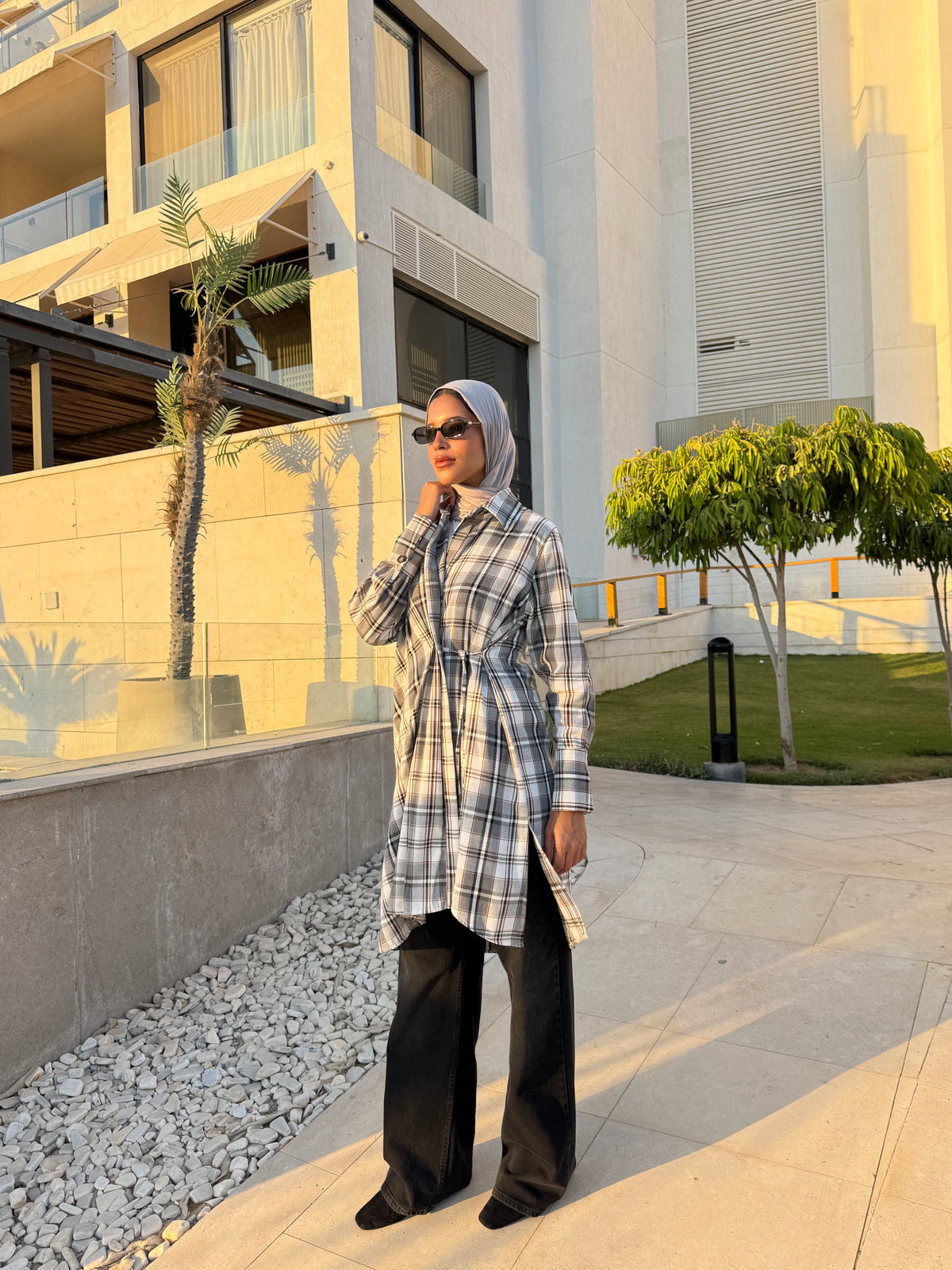 Overlap Checked Shirt - offwhite