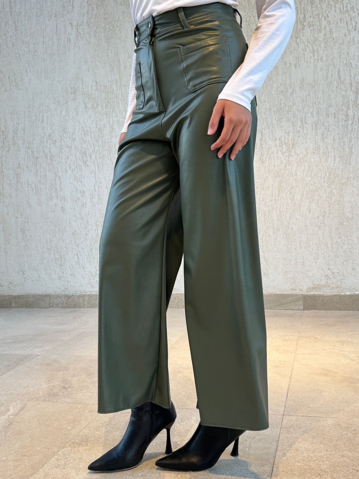 Leather Pants -OLIVE