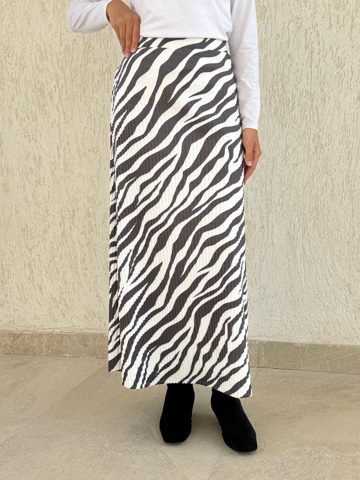 Accordion Printed Skirt - Zebra