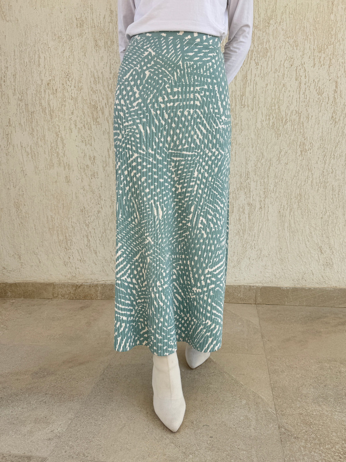 Accordion Printed Skirt - Mint