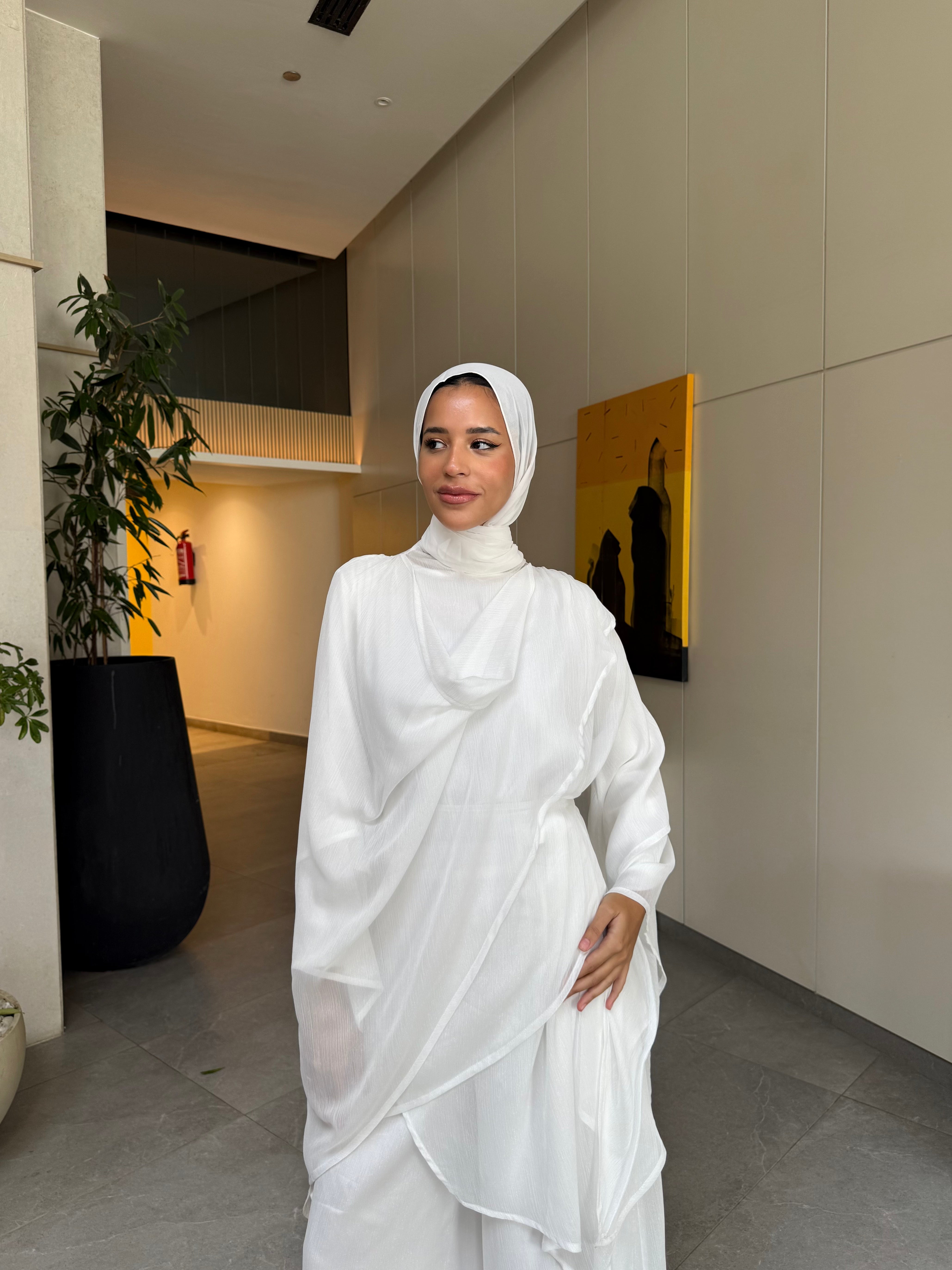 Asymmetric Shiny Blouse - White