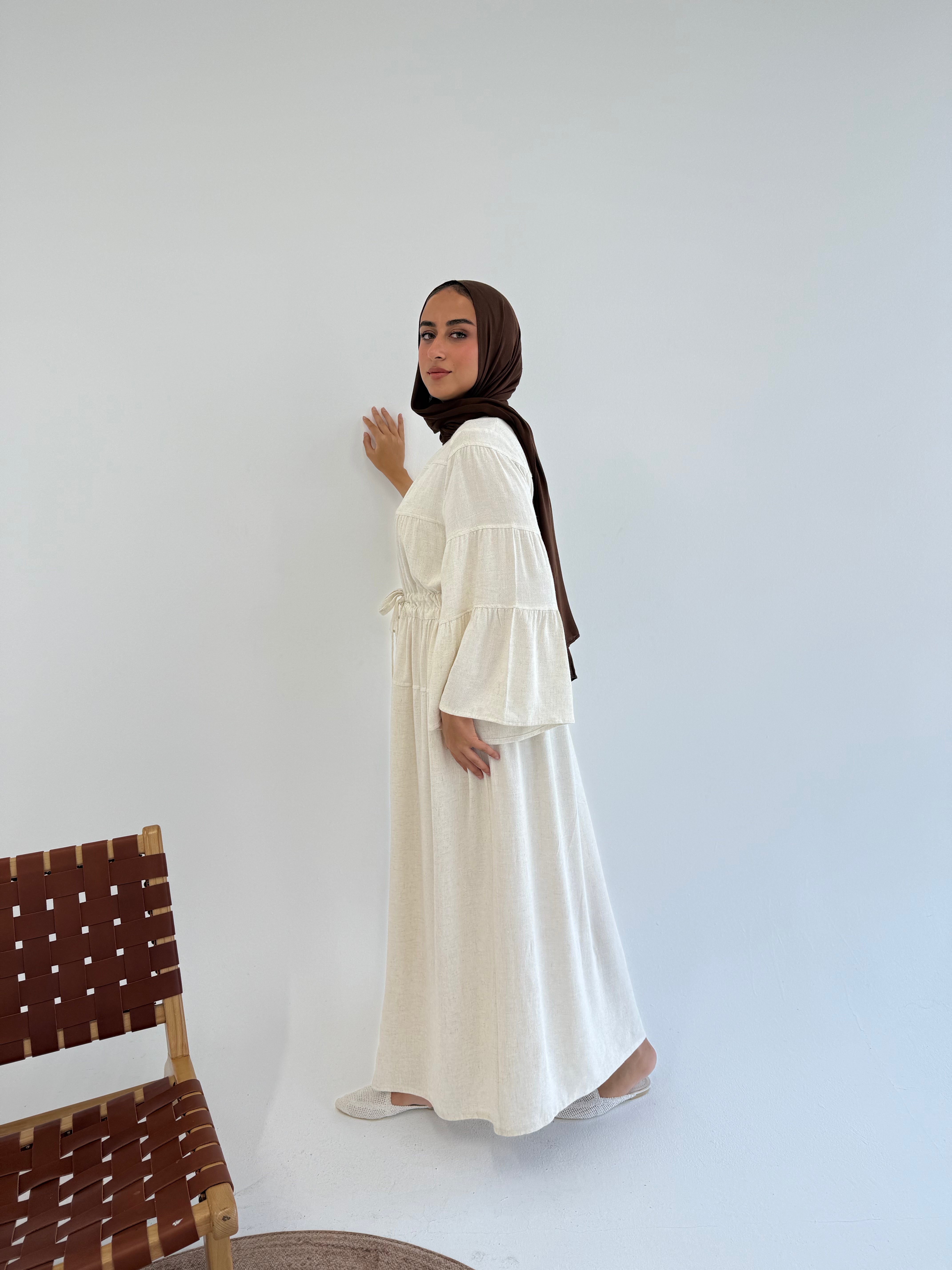 Dress Crushed With Drawstrings - Beige