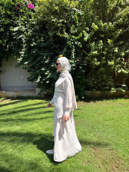 Layered Overlap Dress -Beige