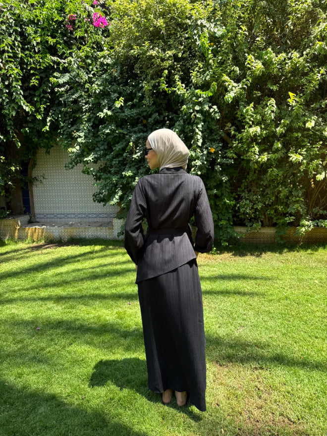 Layered Overlap Dress- Black