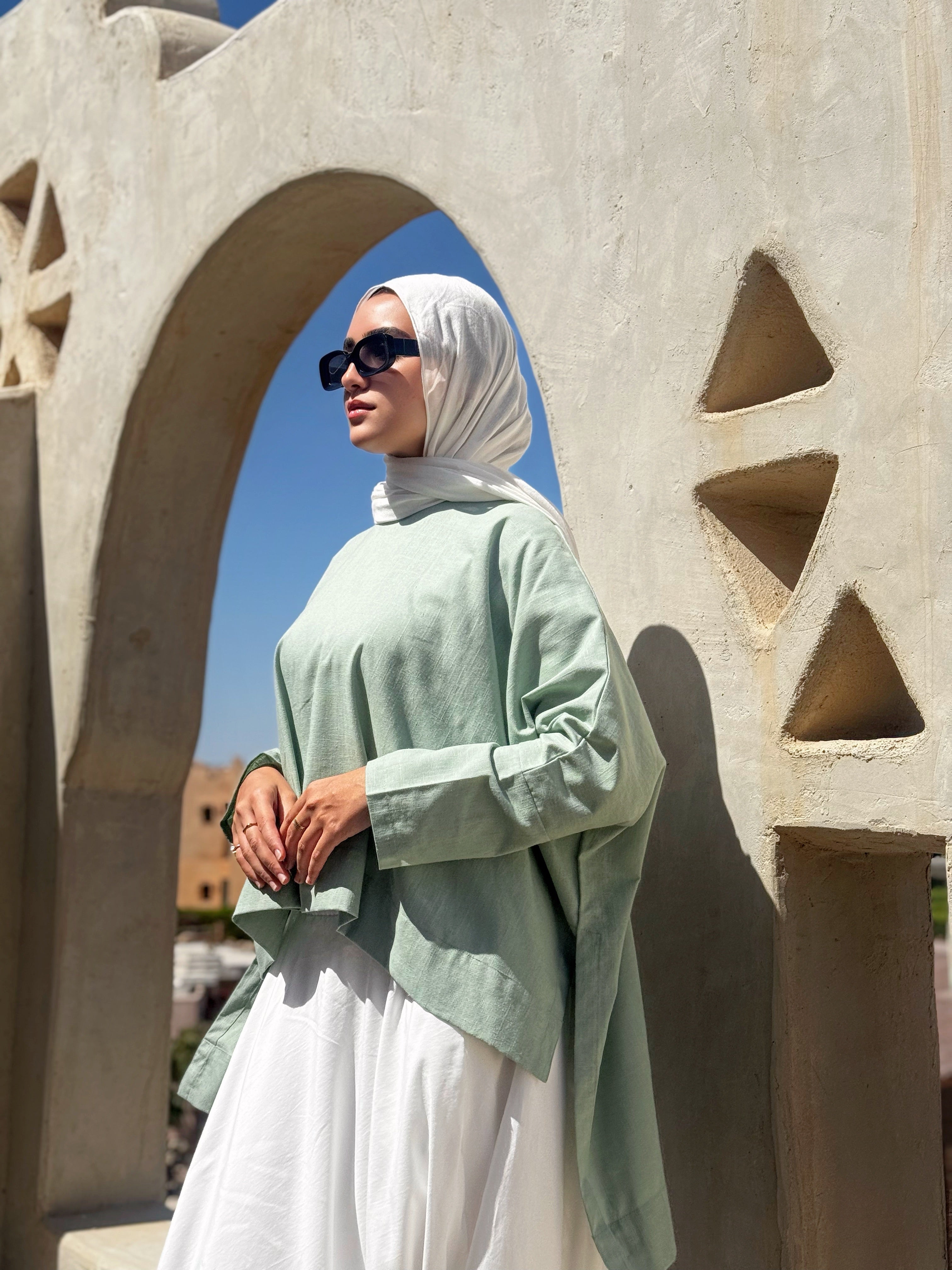 Cropped Linen Blouse - Mint