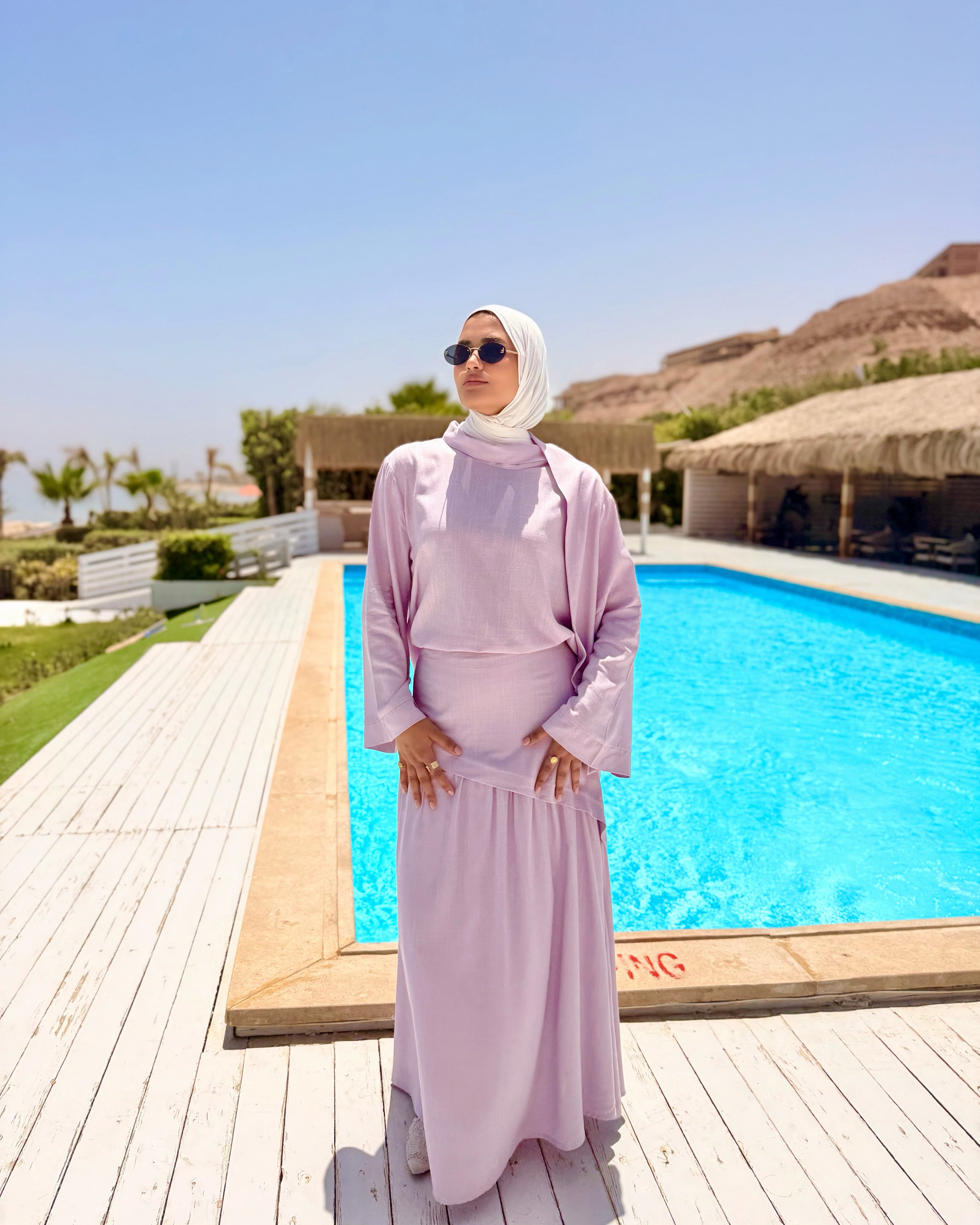 Scarf Linen Blouse -Lilac
