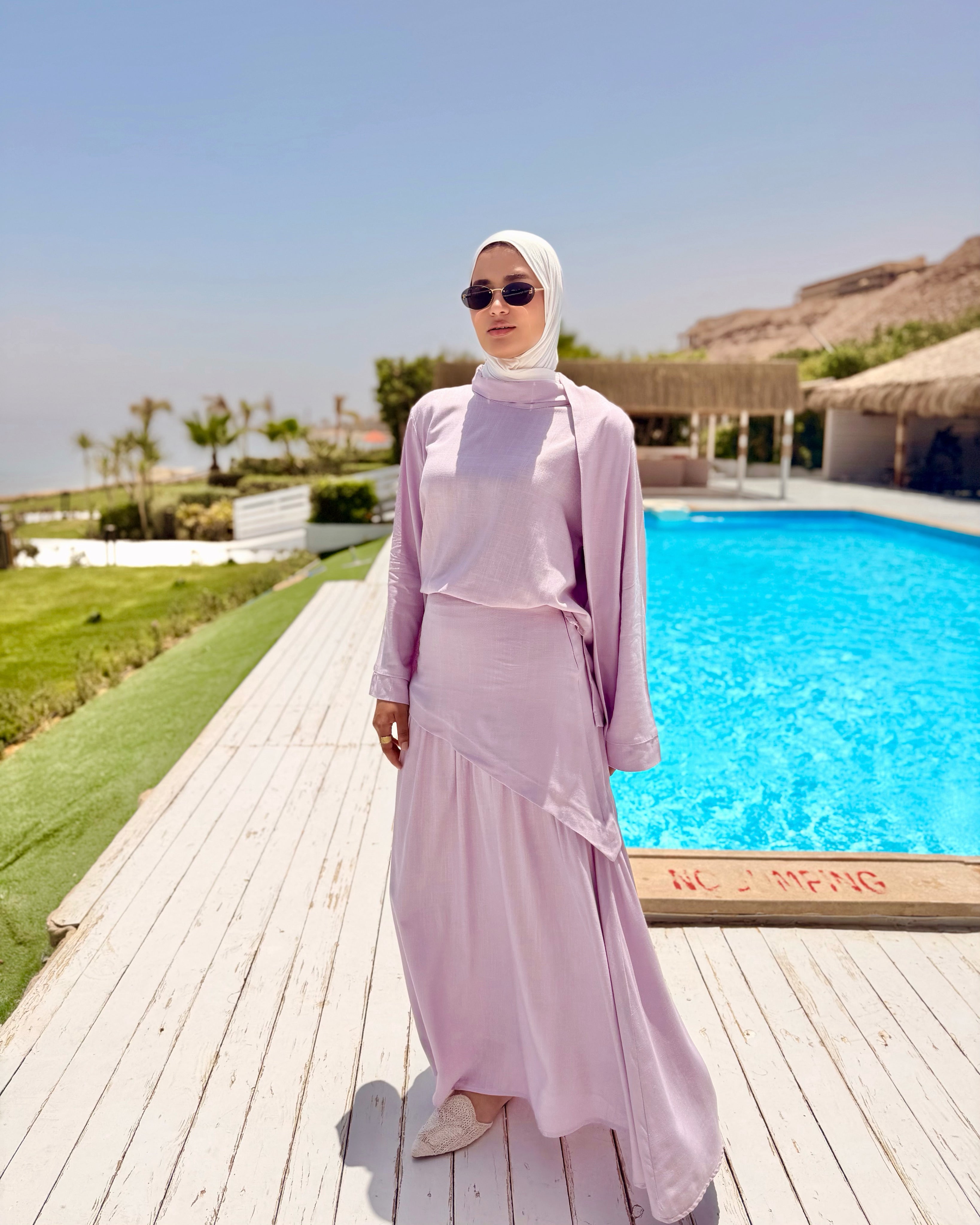 Asymmetric Linen Skirt -Lilac