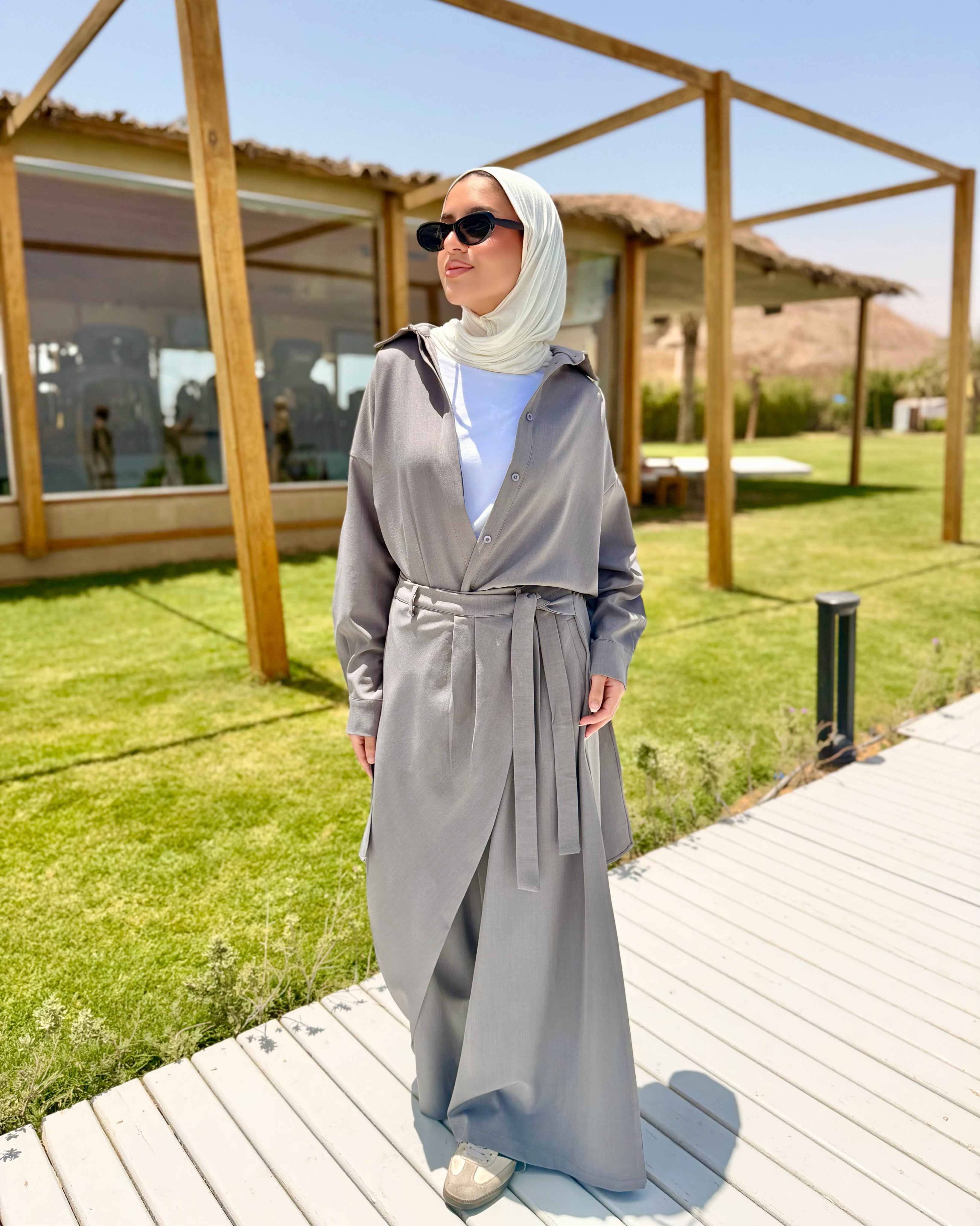 Side-Tie Pants-Grey