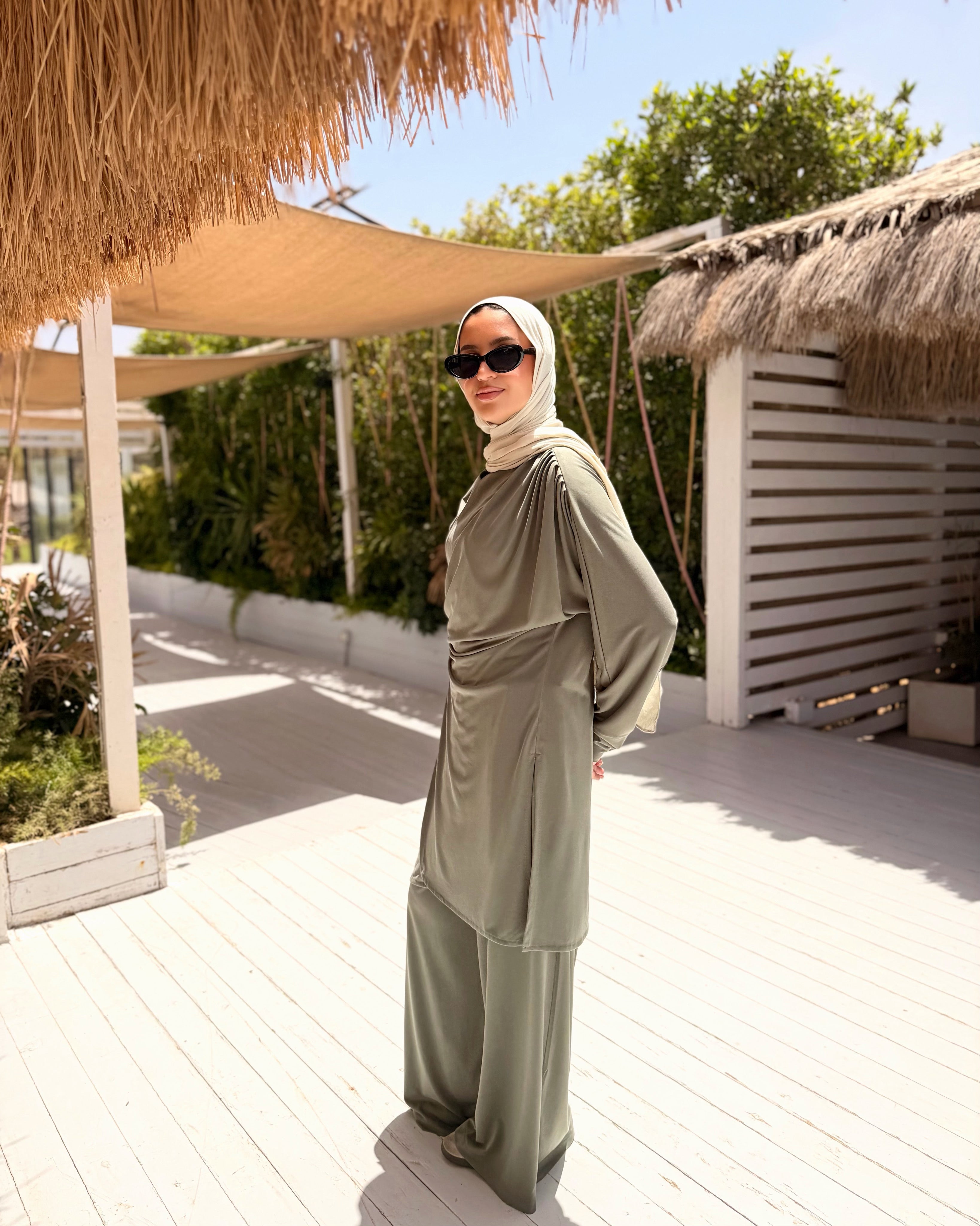 Soft Wide Leg Pants-Olive