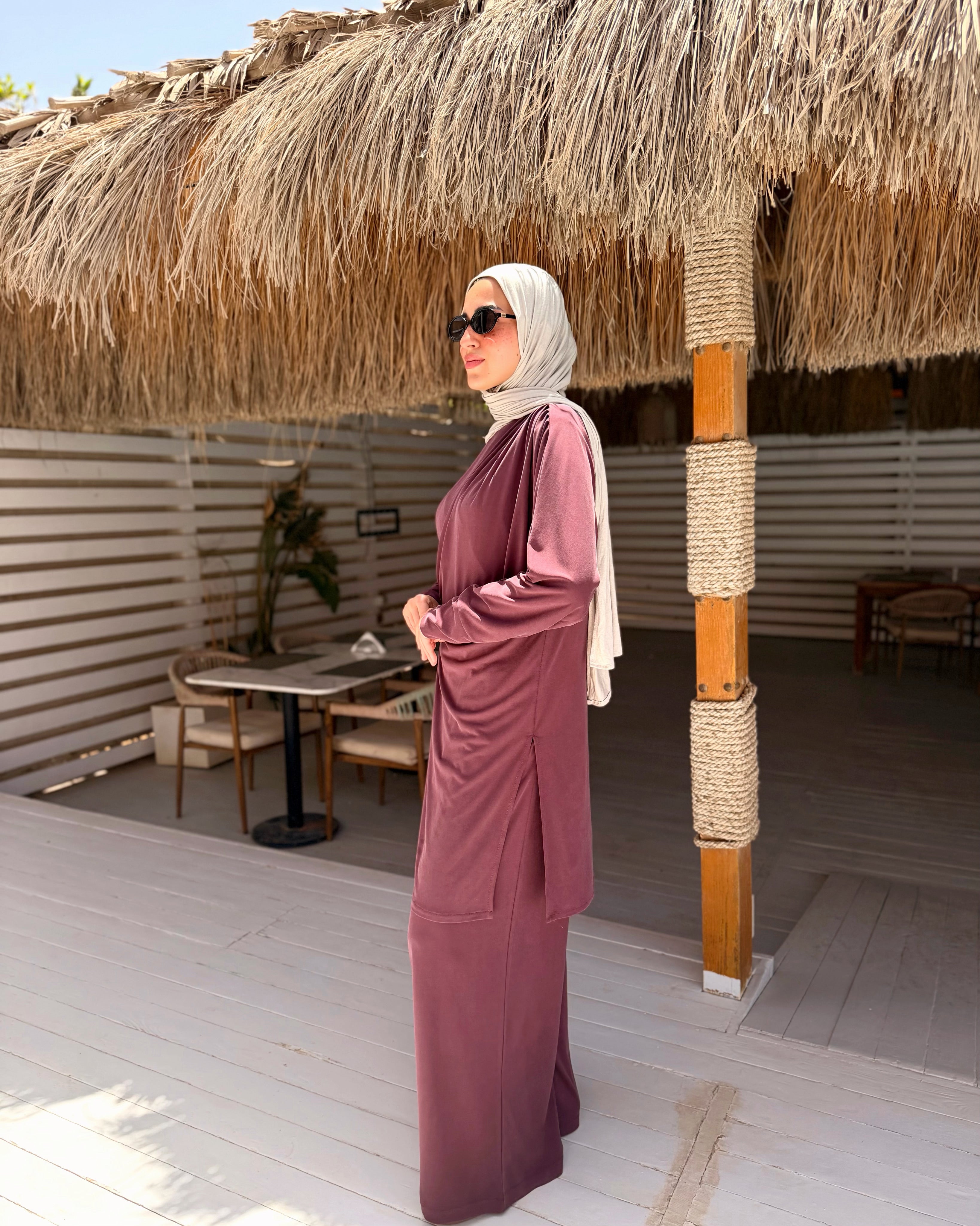 Soft Wide Leg Pants-Maroon
