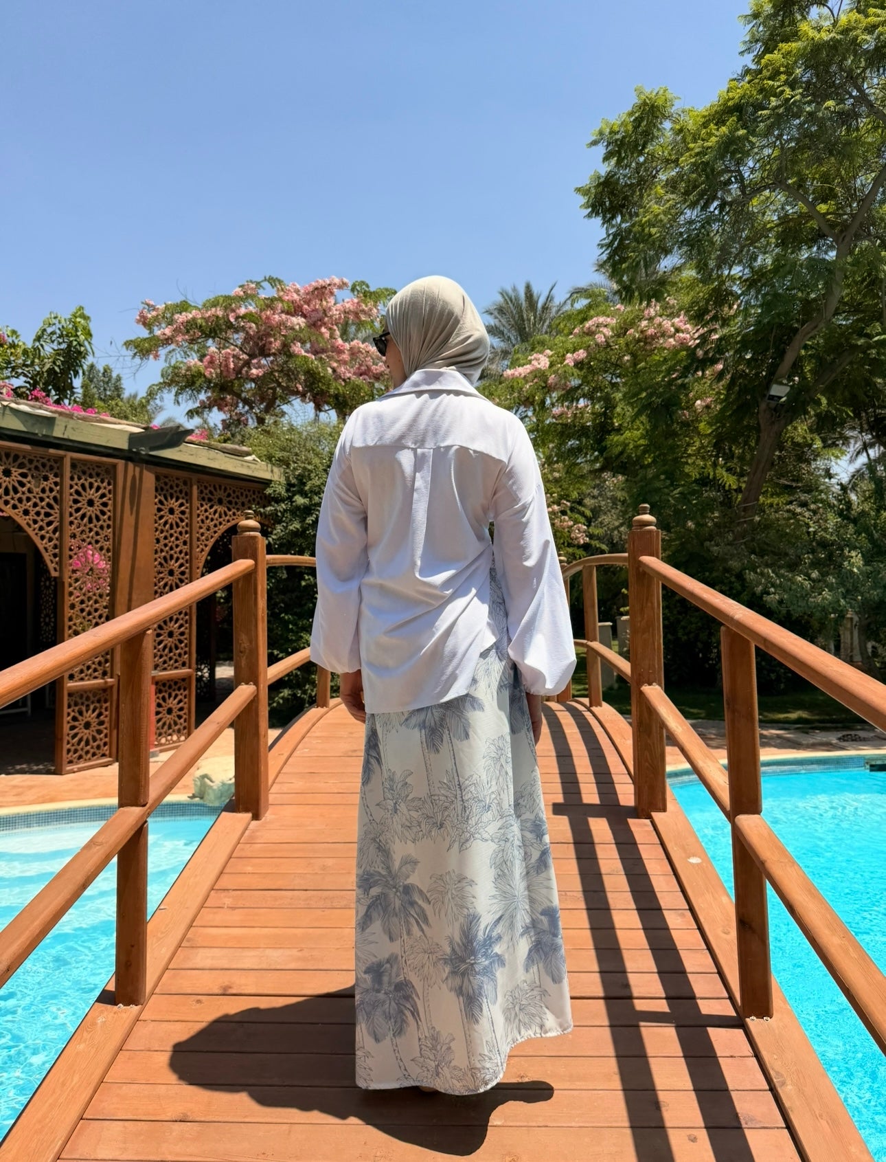 Printed Wrap Skirt -Palms