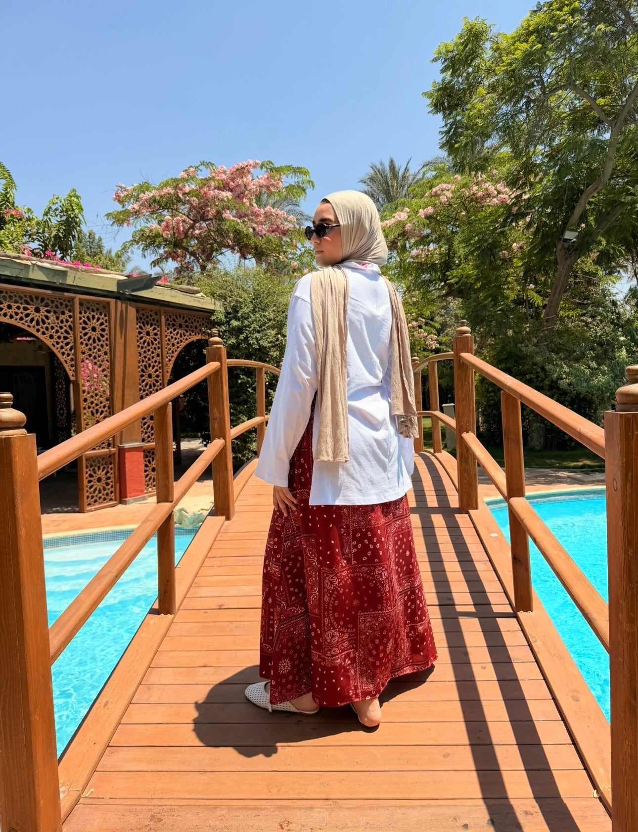 Printed Wrap Skirt -Red