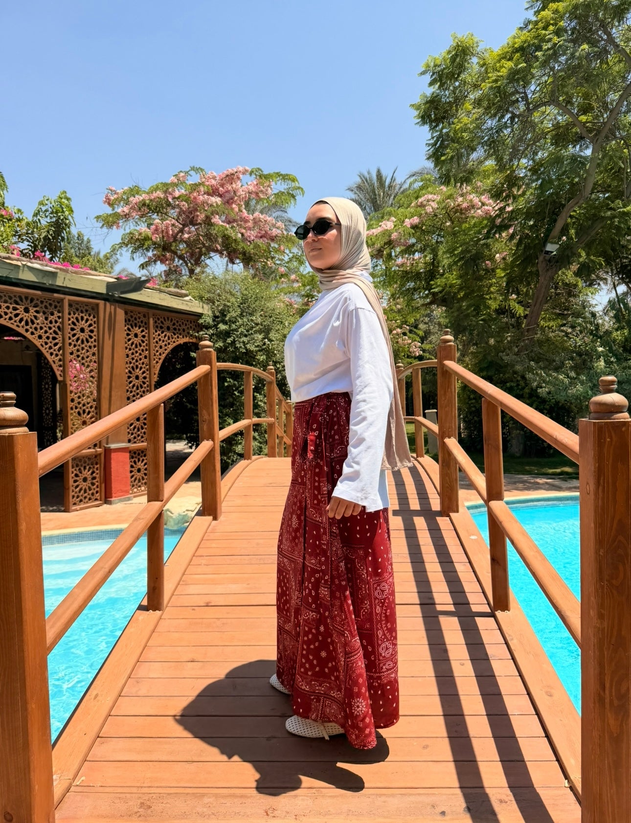 Printed Wrap Skirt -Red