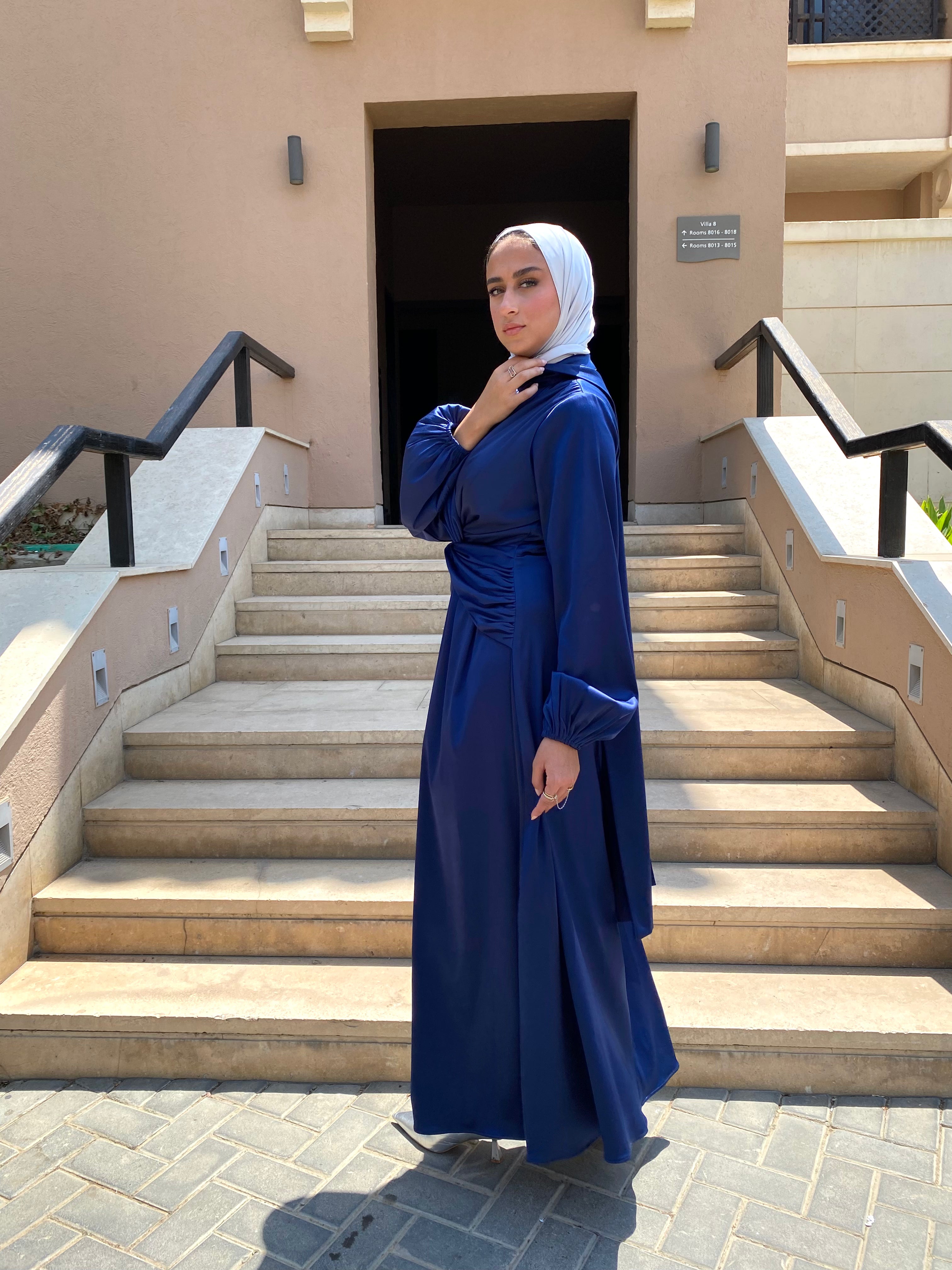 Draped Knot Dress - Dark Blue (Available at stores only)