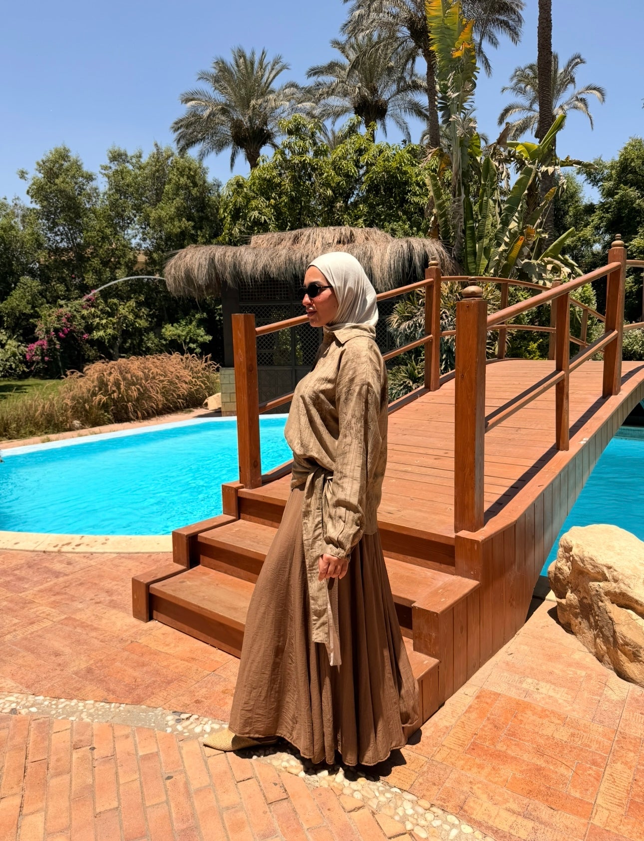 Panels Skirt With Scarf -Olive