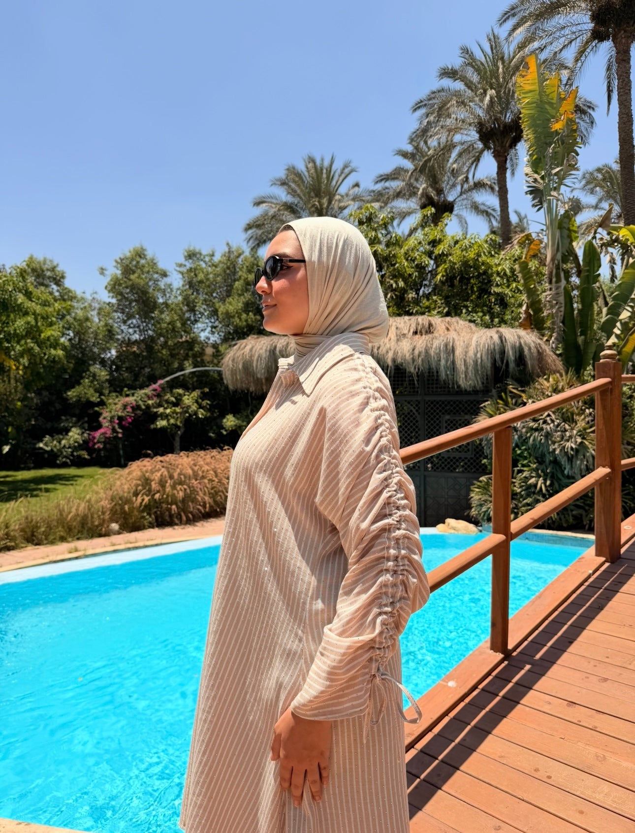 Asymmetrical Strass Linen Shirt -Beige*White