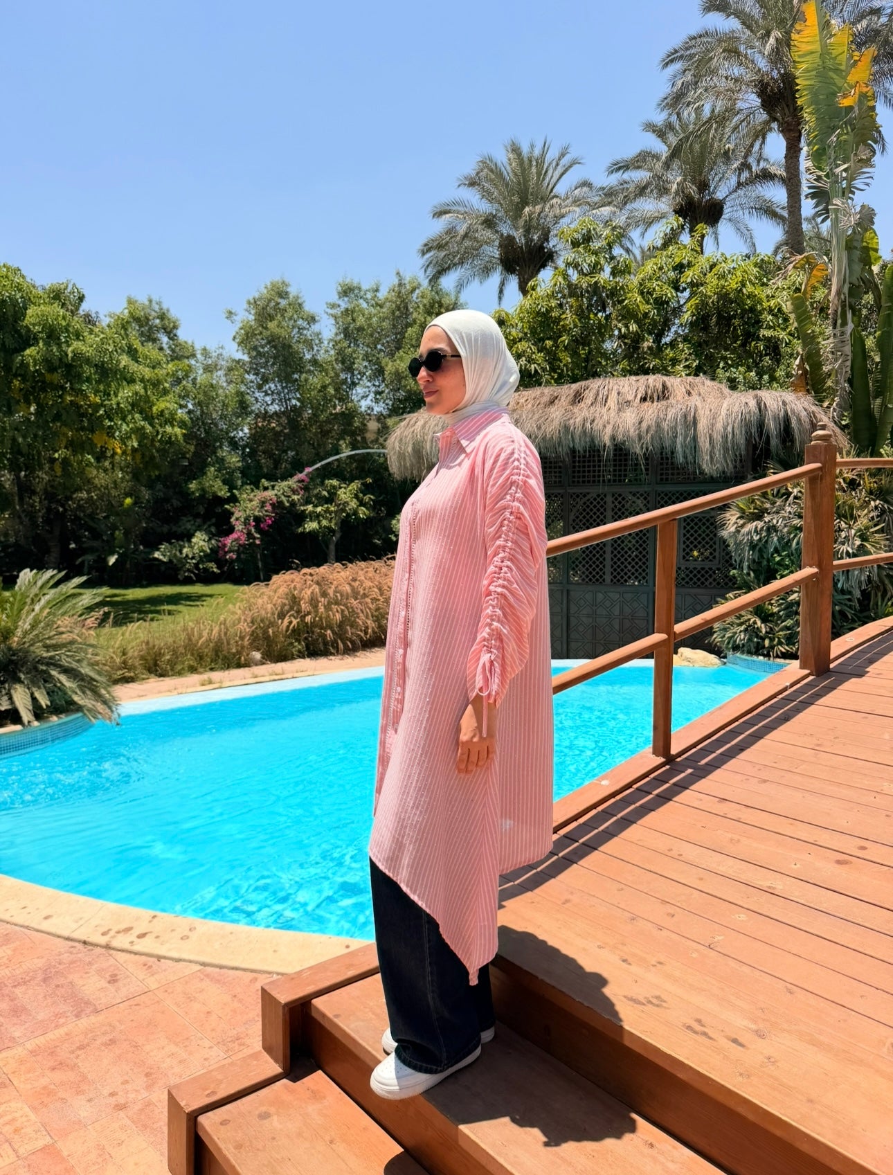 Asymmetrical Strass Linen Shirt-Rose
