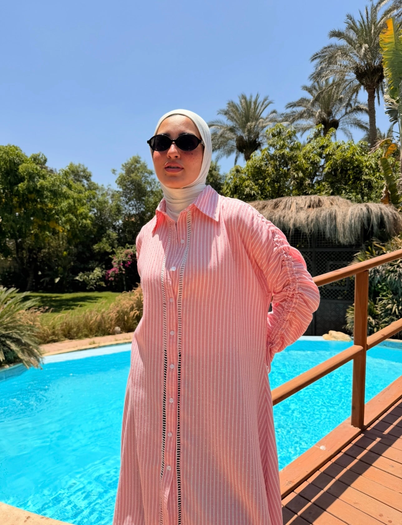 Asymmetrical Strass Linen Shirt-Rose