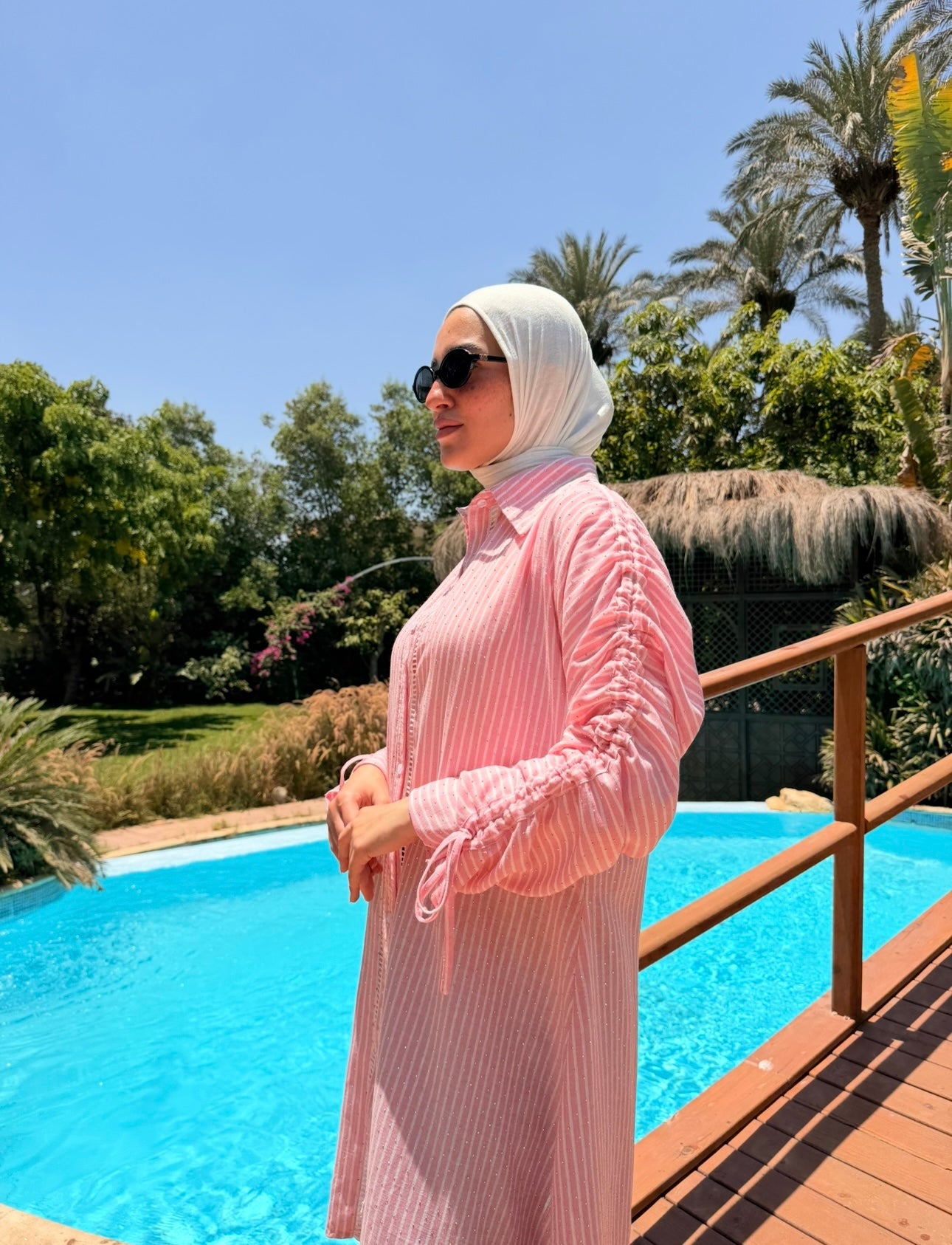 Asymmetrical Strass Linen Shirt-Rose