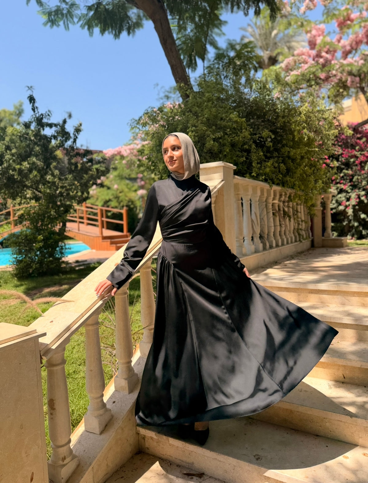 black dresses for hijab Draped Satin Dress -Black ROCHELLE ONE SHOULDER SLEEVELESS size: 10 Size:Child-6 friendly sleeves
