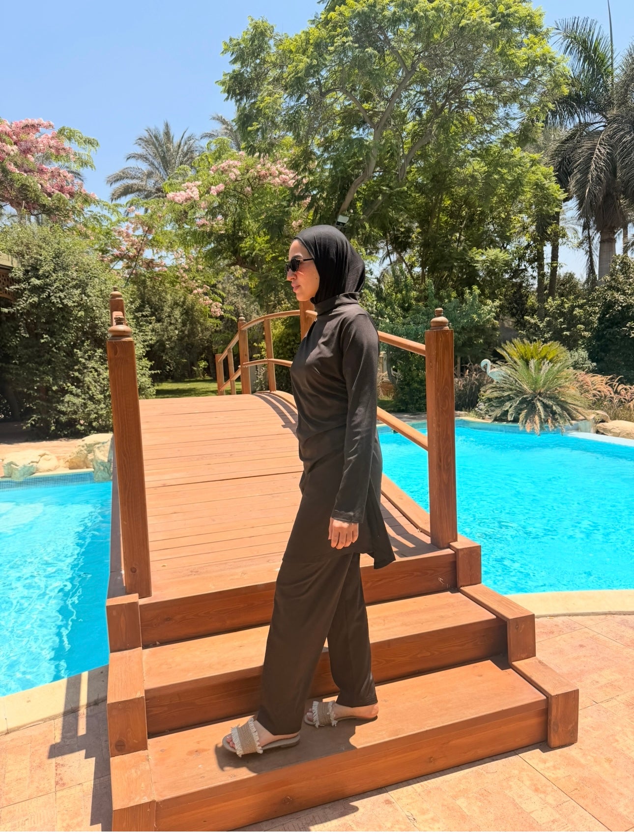 Burkini Draped With Draw strings - Black