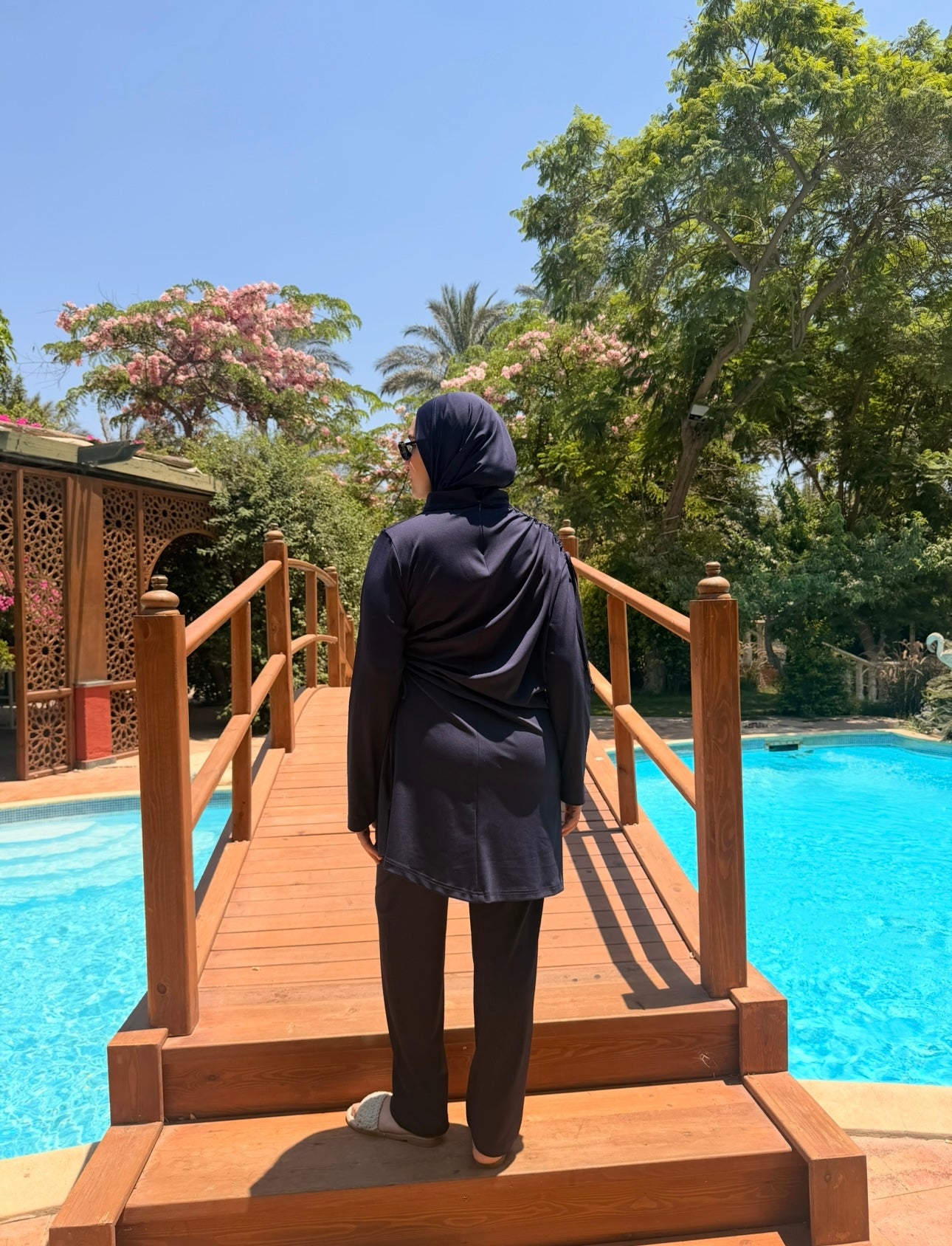 Burkini Draped With Drawstrings -Navy